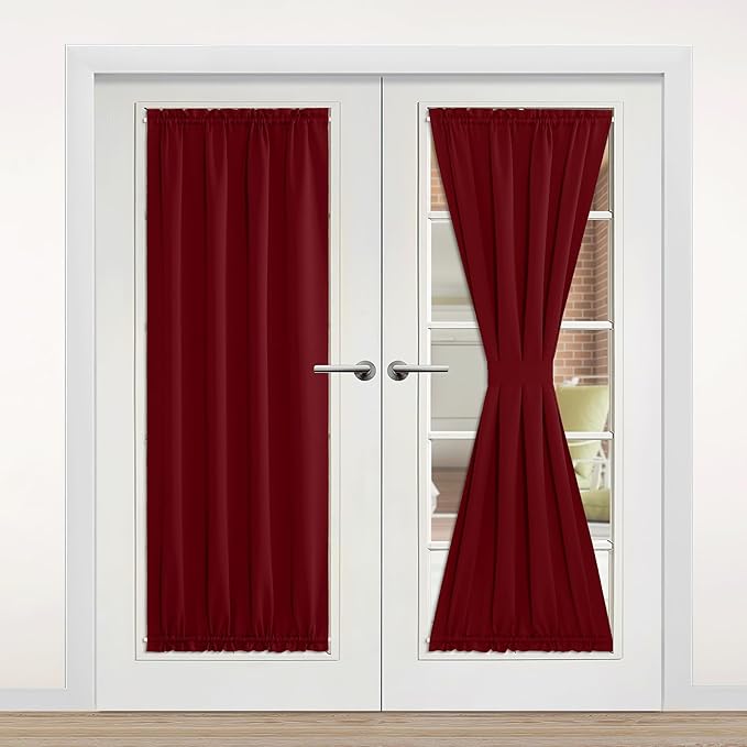 NICETOWN Doorway Curtains for Kitchen Door Window, Thermal Insulated Privacy Protection Blackout Curtains for French Door Window Shade with Tieback, 1 PC, 42" x 80", Burgundy