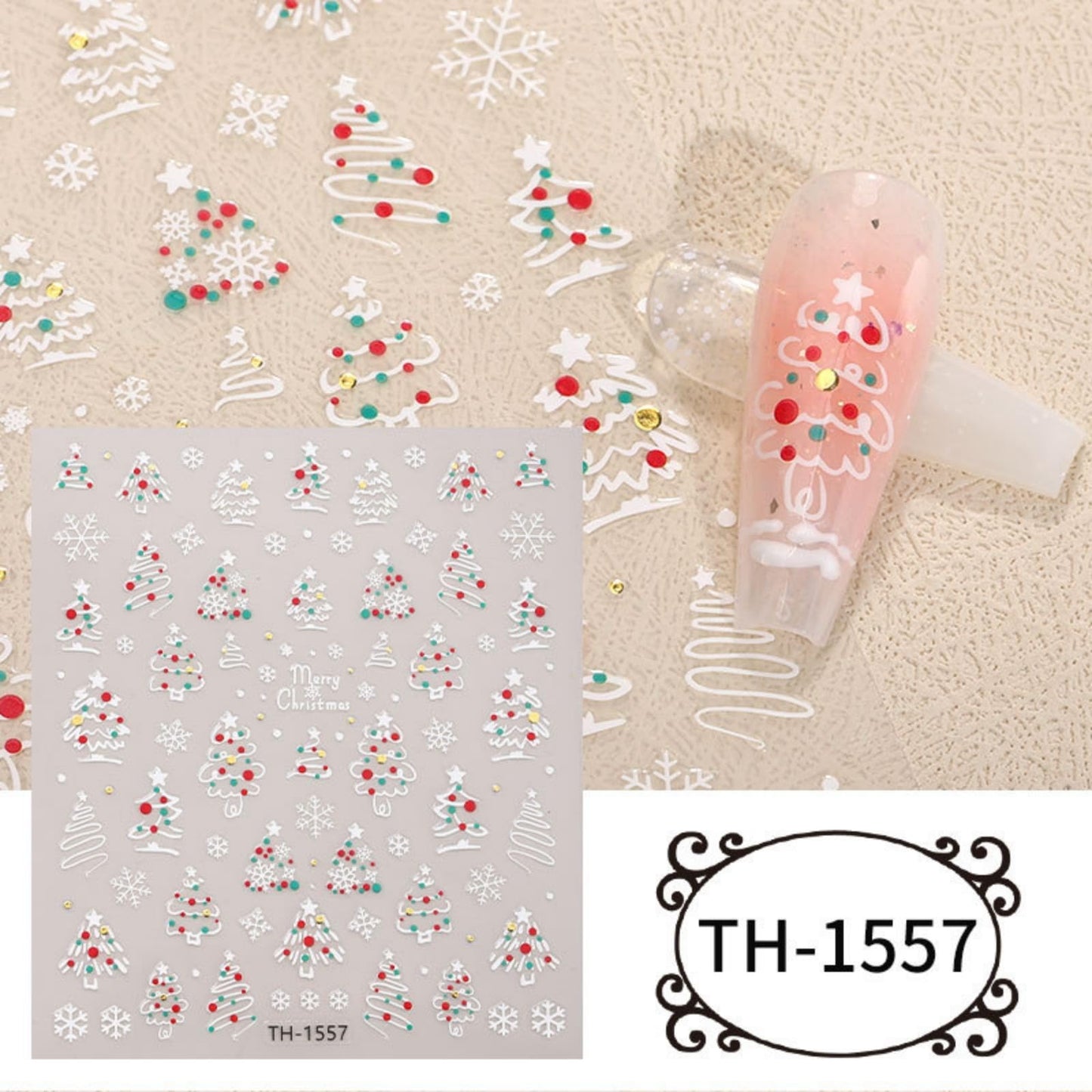 5 Sheets Christmas Bronzing Nail Stickers, 3D Embossed Self-Adhesive Snowflake Nail Decals with Xmas Tree Santa Claus Bow Design Holiday Nail Art Supplies for Women DIY Decorations