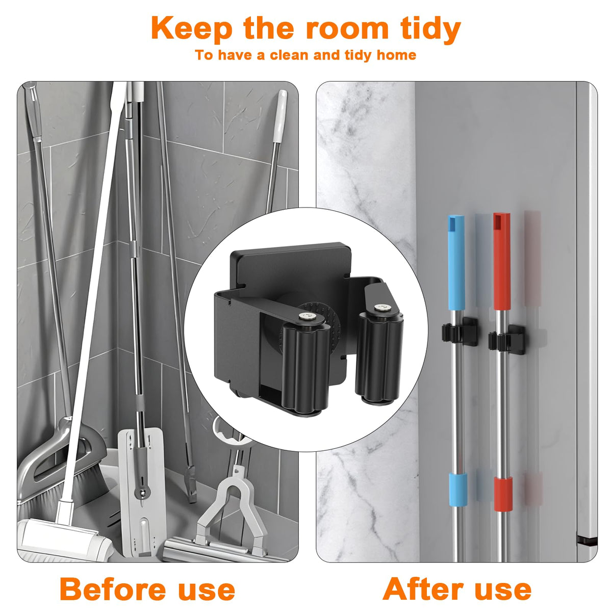 Strong Magnetic Mop Broom Holder (4 Count)
