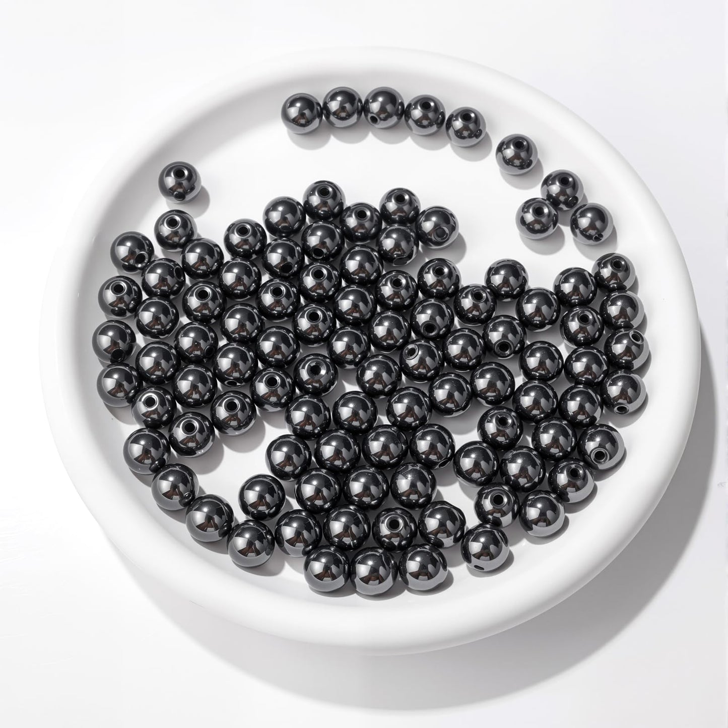 Raicegs 100pcs 8mm Hematite Beads Natural Gemstone Beads Round Loose Beads for Jewelry Making DIY Bracelets Necklace