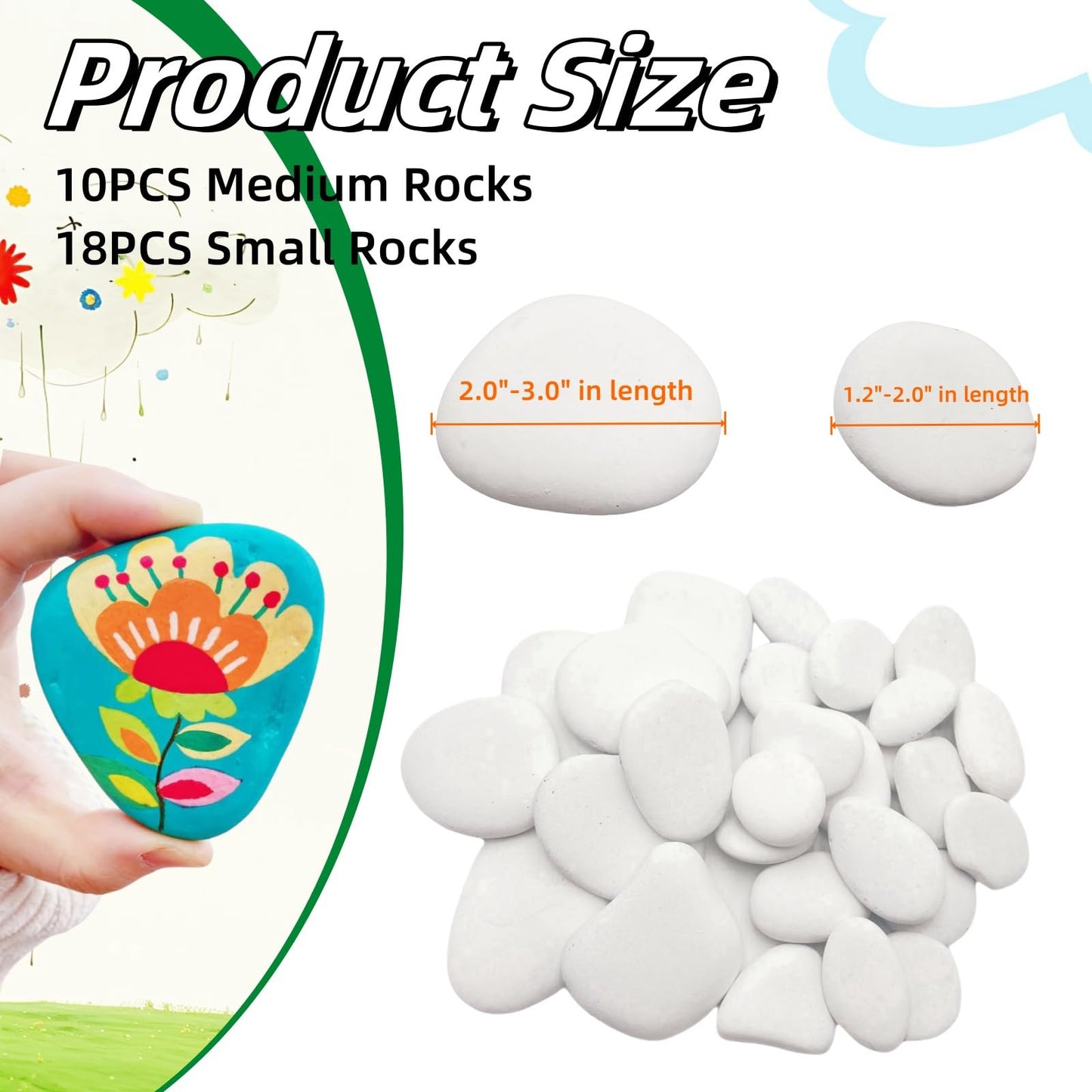 MEILALA 28PCS White Painting Rocks, Medium & Small Rocks for Painting ，DIY Rocks Flat & Smooth Kindness Rocks for Arts, Crafts, Decoration