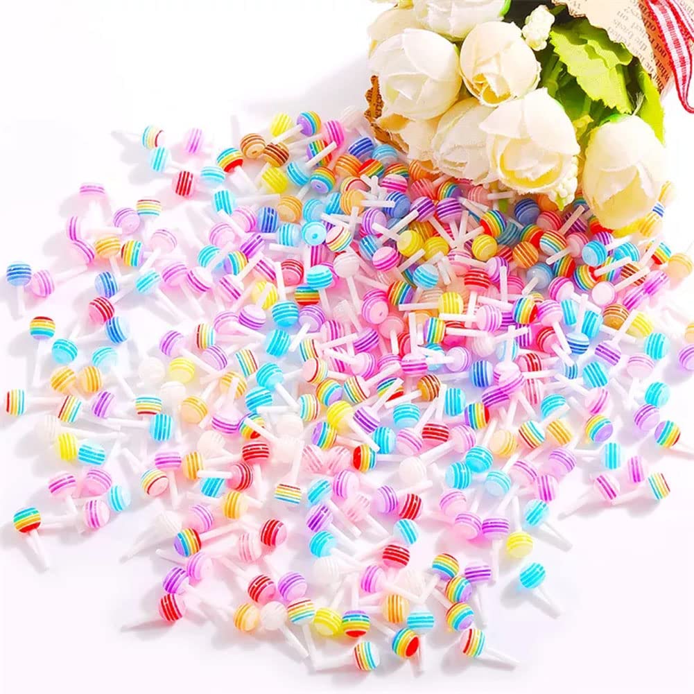 Mesiyun Nail Art 3D Charms Lollipop Kawaii Mini Candy Nail DIY Crafting Cartoon Accessories Manicure Mix Colors 100 PCS