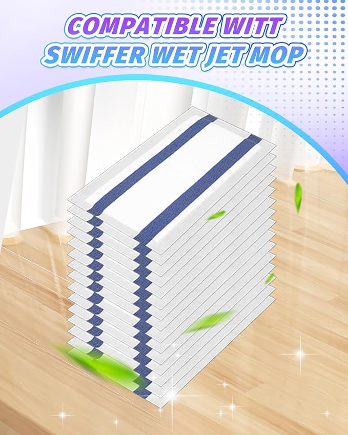 Mopping Pad Refills for Wet Jet Mop, 15 Pack Disposable Multi Surface Wet Jet Refill Pads, Thick Absorbent Nonwoven Floor Mop Pads, Wet Pads Refill, Spray Mop Pads Replacement