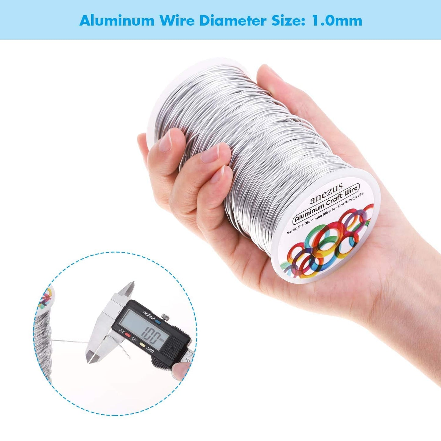 Anezus Bendable Craft Metal Wire - 540 Feet, 18 Gauge Flexible Beading Wire for Wreath Making, Jewelry Making, Floral (Silver, 1mm)
