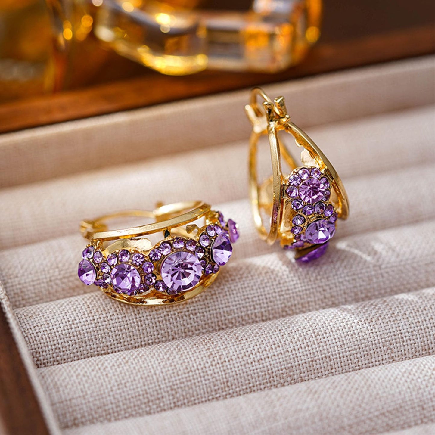 Lymphvity Lymph Earrings for Women - Germanium & Cubic Zirconia, Lymphatic Drainage, Purple