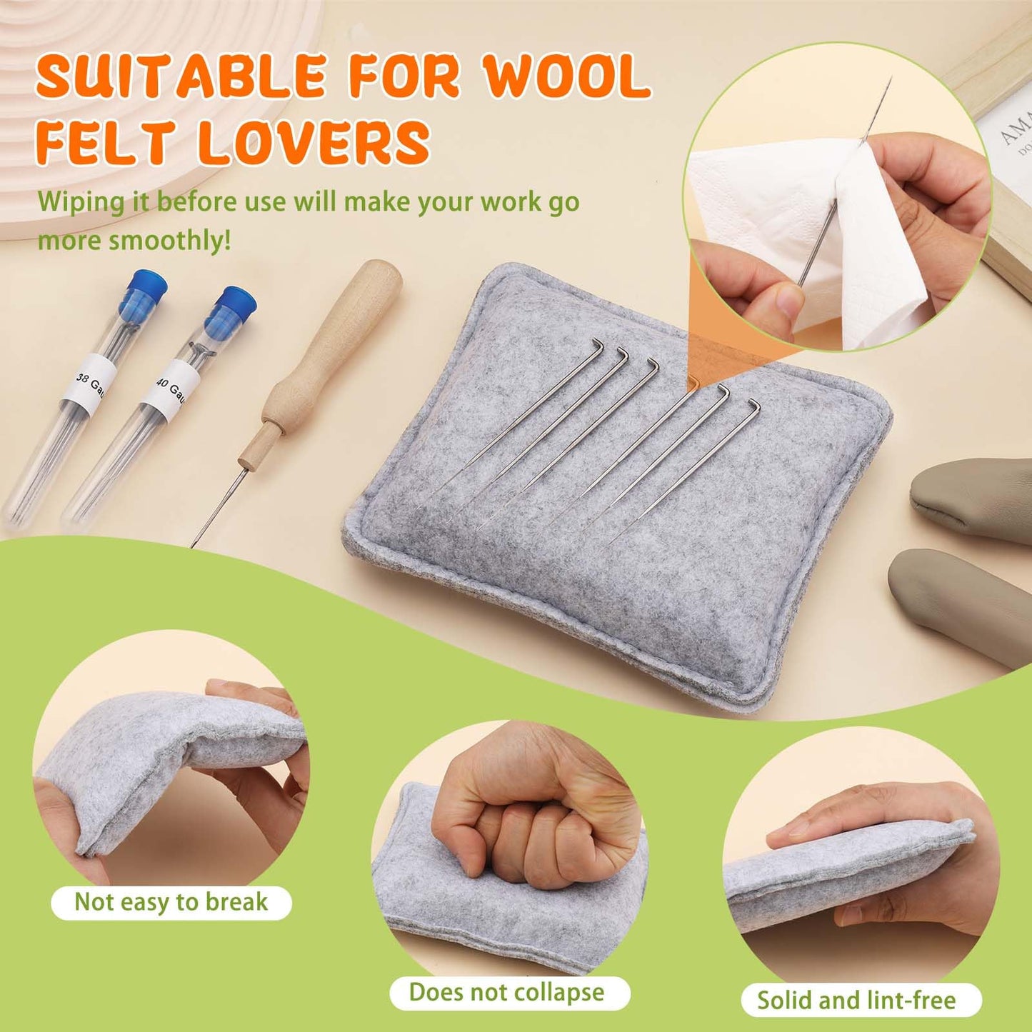 Yizzvb Needle Felting Kit, 7 Pcs Felting Kits for Beginners Adult, Felt Animal Kit, Wool Felting Tools Including Wool Roving, Foam Mat, Felting Needles and Instructions for DIY Felting Starters