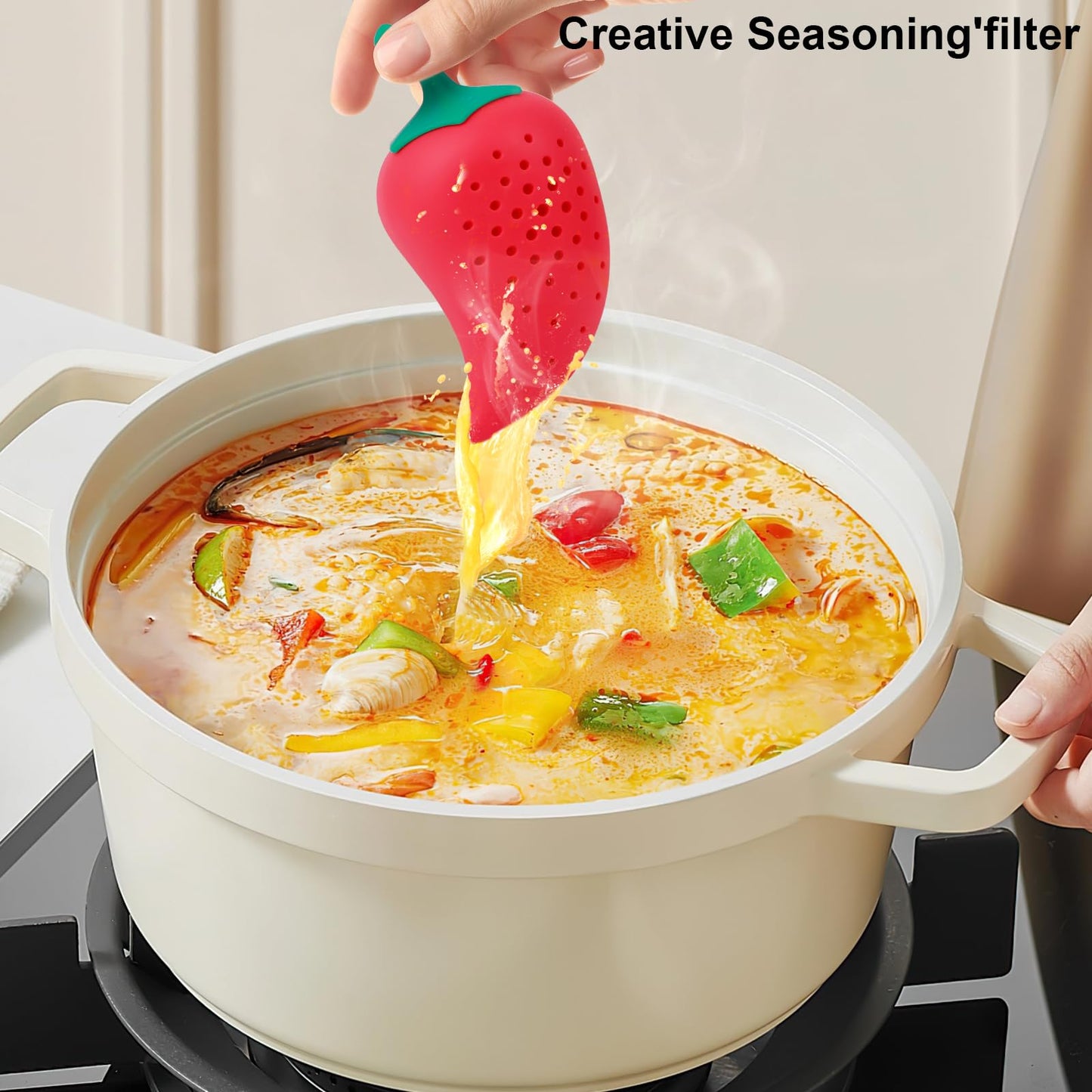 PRATIQUE Creative 2PCS Chicken Leg Chili Large Capacity Silicone Filter Seasoning Strainer Cooking, Spice Infuser for Enhancing Soups, Stews, Cider, Wine Especially Brewing Large Quantities Of Tea