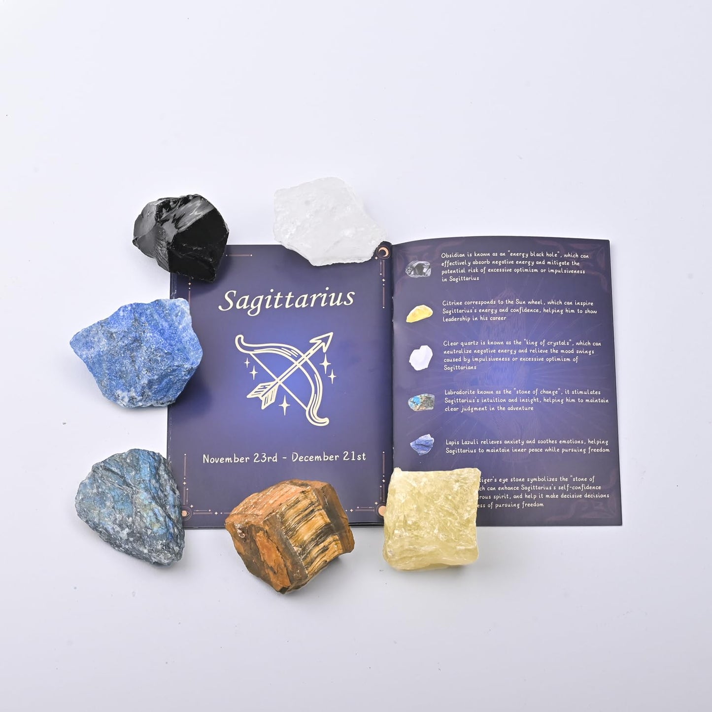 Crystals and Healing Raw Stones, Natural Gemstone Raw Crystals, 6PCS Crystals Constellation Sets for Gifts, Yoga Meditation (Sagittarius)