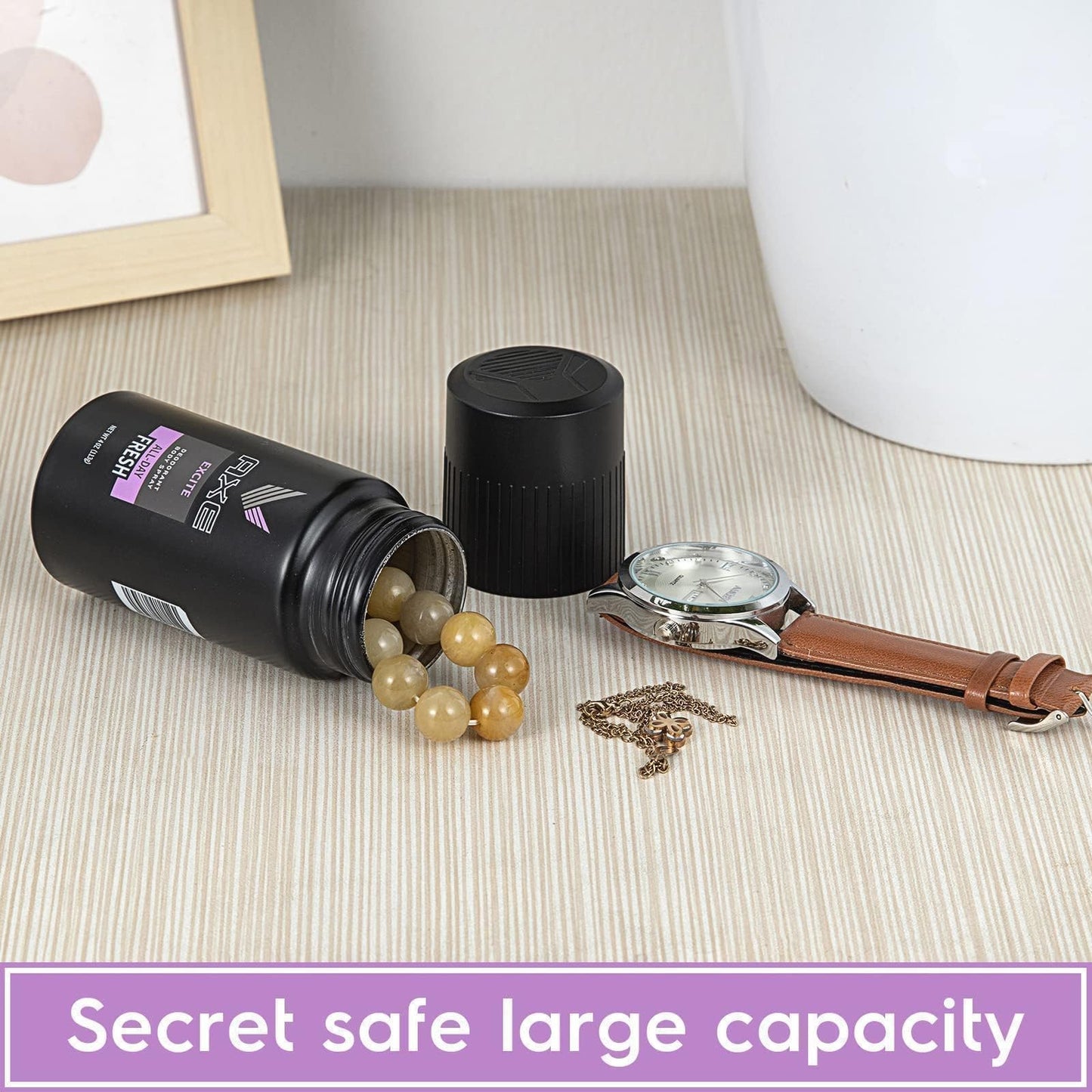 AXE Spray Diversion Safe Stash Can with Food Grade Smell Proof Bag with Hidden Compartment for Keys, Cash and Valuables - Steel Material