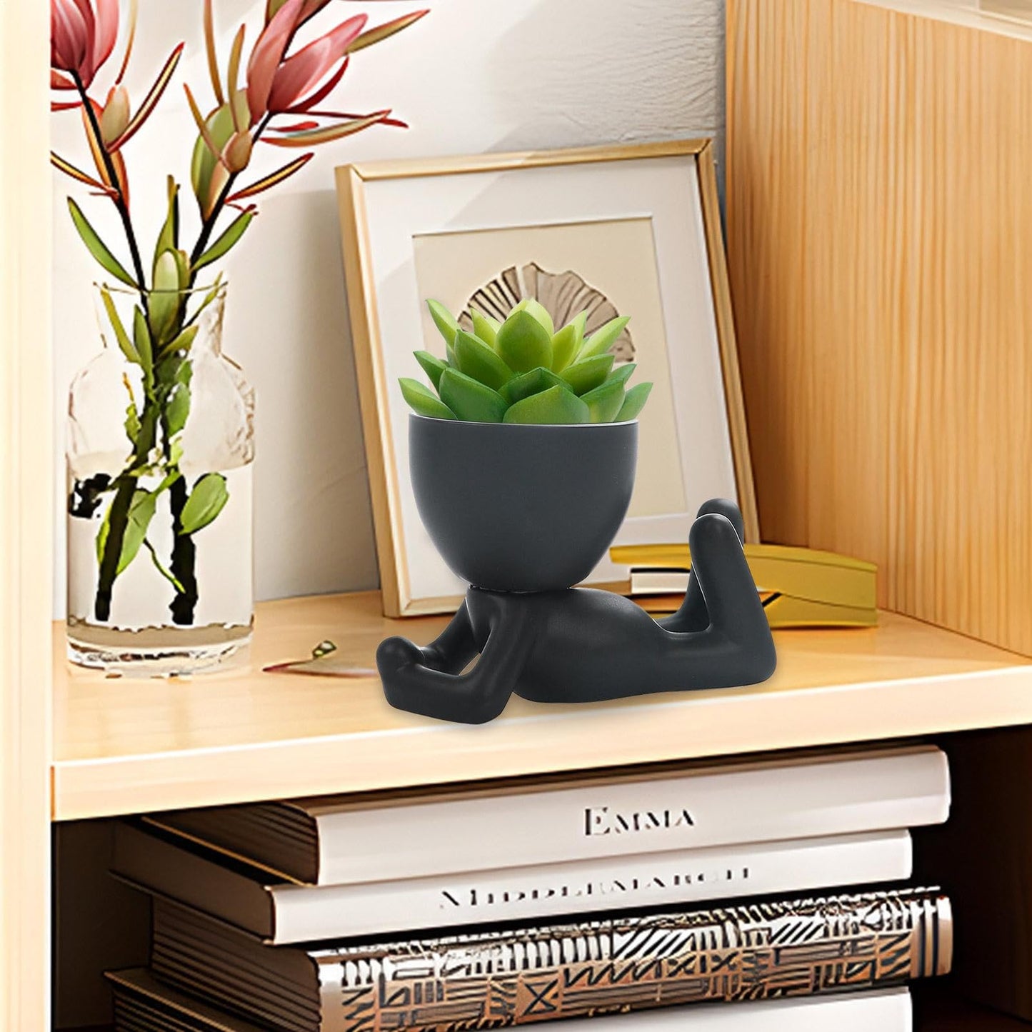 Face Flower Pot Head Planter,Mini Indoor Ceramic Pots with Holes | Realistic Human Shape Indoor for Kitchen, Bathroom, Bedroom, Living Room