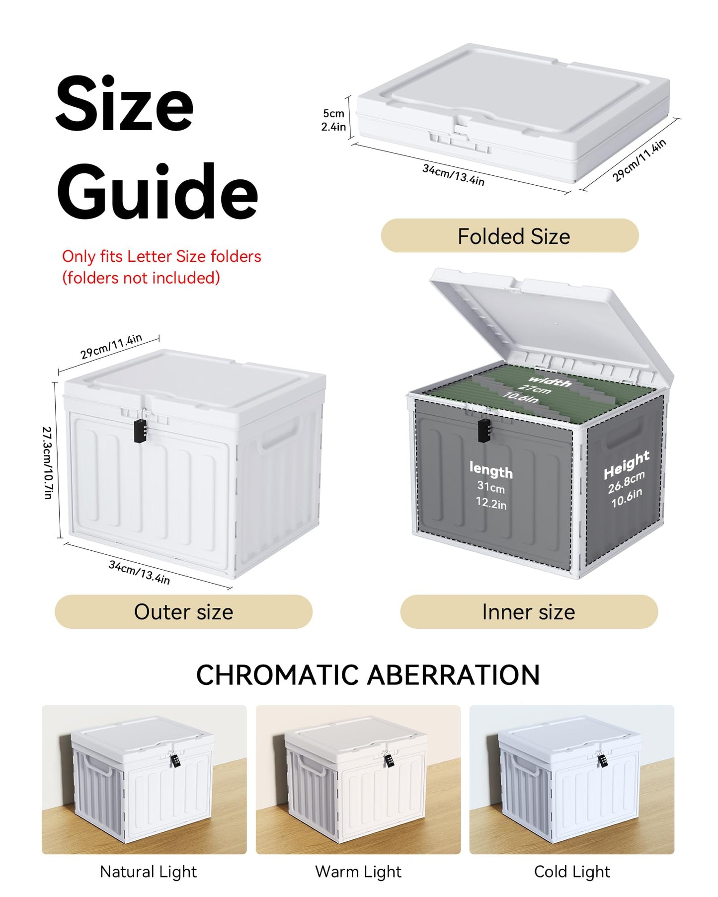 Oterri Plastic File Box with Lid for Letter Size Hanging File Folders, Hanging File Folder Box for Home, Office, School, File Cabinet, Assembly File Organizer, White，Large-2 Pack Without Folders