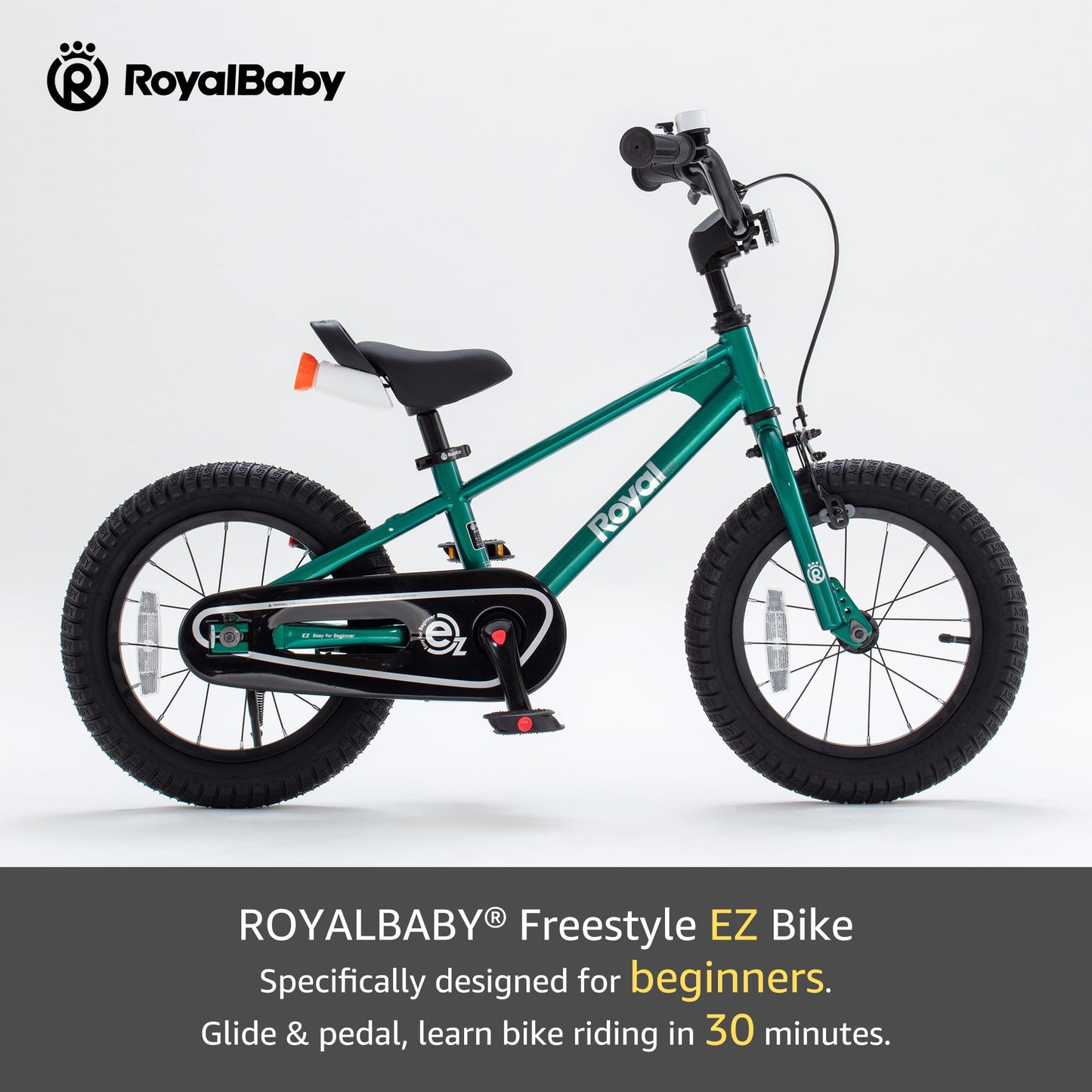 RoyalBaby EZ Toddlers Kids Bike, 12 Inch Wheel Bicycle with Quick Release Crank for Beginners Boys Girls Ages 3-4 Years Easy Learn Biking, Green