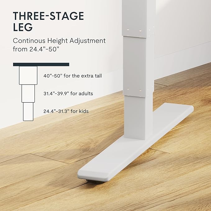 FLEXISPOT E6 MAX Dual Motor 60x24 Inch 3-Stage Heavy Duty Standing Desk, 330lbs Weight Capacity, Height Adjustable Desk w/Cable Management & Wheels (Seamless White Desktop + White Frame)