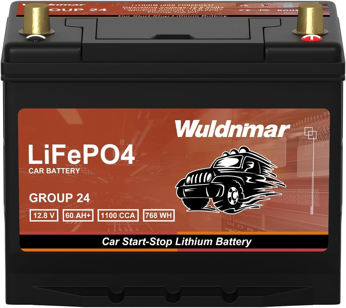 High Performance G24 12V 60AH Lithium Car Start Stop Battery with 1100CCA and 60 Month Warranty
