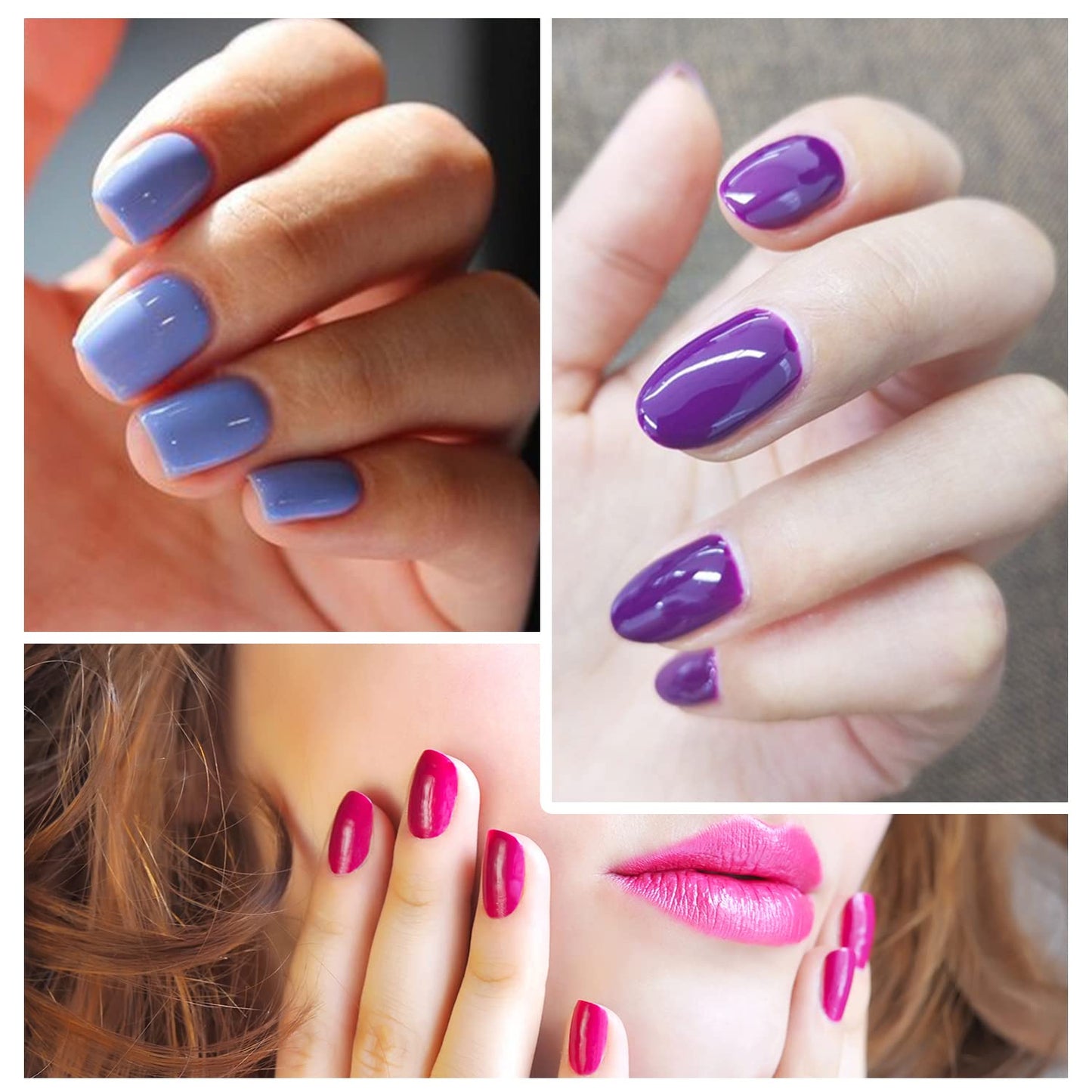 WOKOTO 20 Sheets Purple Solid Nail Stikcers Full Nail Wraps for Women Nail Art Decals Nail Polish Strips 280 Tips Gel Nail Strips Nail Polish Stickers Stick On Nail Polish Wraps Nail Color Strips