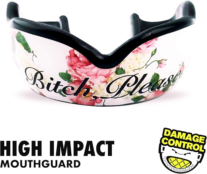 DAMAGE CONTROL High-Impact Mouth Guard – Sports Mouthguard for Boxing, Football, Hockey, Lacrosse & Basketball, Protects Teeth & Jaw, Protective Mouthpiece for Adults & Youth (Adult, B*tch Please 2.0)