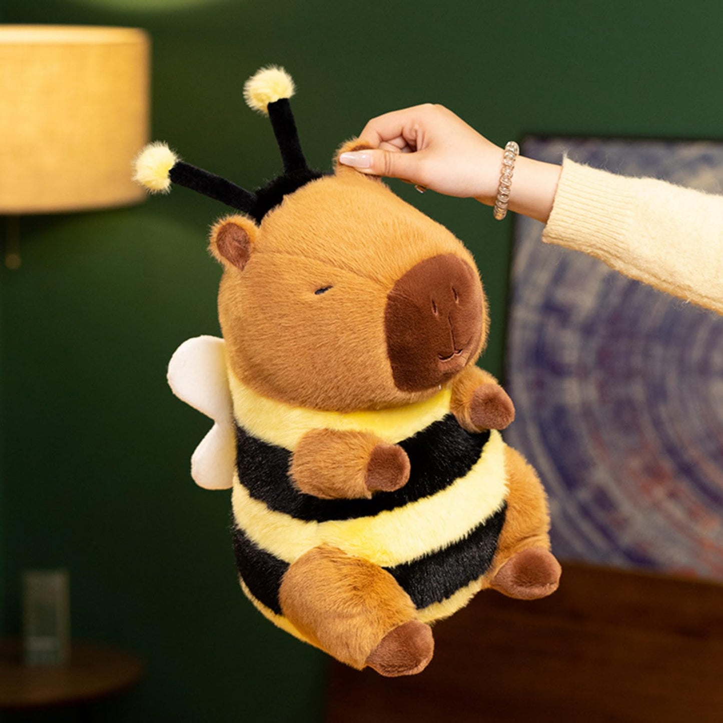 9.06 Inch Soft Capybara Dressed in Bee Stuffed Animals Capybara in Bumblebee Costume Plush Toys Fluffy Cuddly Fuzzy Doll Gift for Kids and Lovers