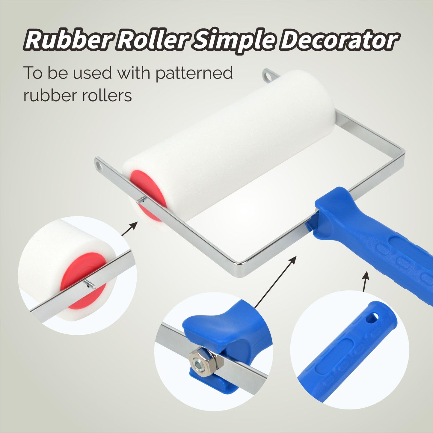 Nichiyo 7" Pattern Paint Roller Texture Roller DIY Decorative Tools Roller Brush for Home Wall, Old Furniture and Crafts-Only Applicator Handle(EL006)