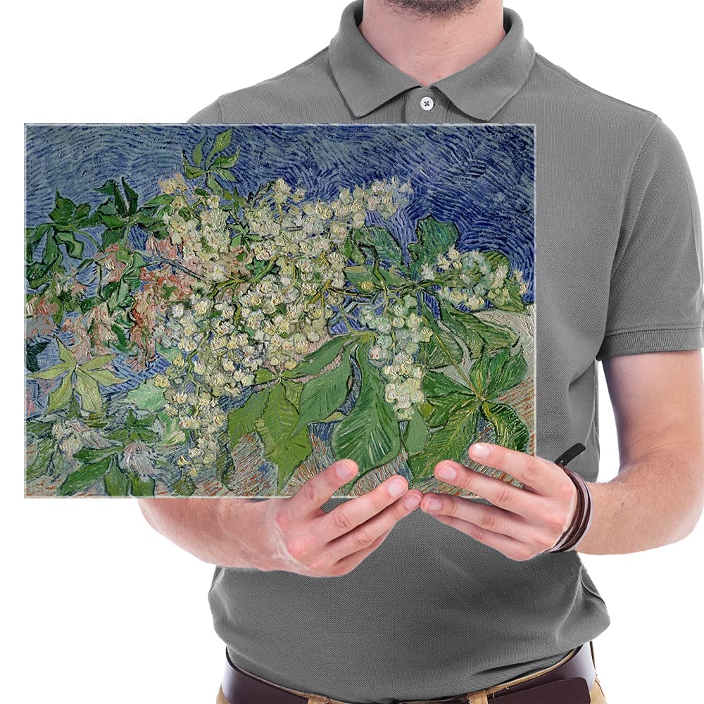 Wieco Art Blossoming Chestnut Branches Canvas Prints of Vincent Van Gogh Art Famous Paintings Reproduction Classical Flower Pictures Artwork Wall Art for Home Decor and Wall Decorations