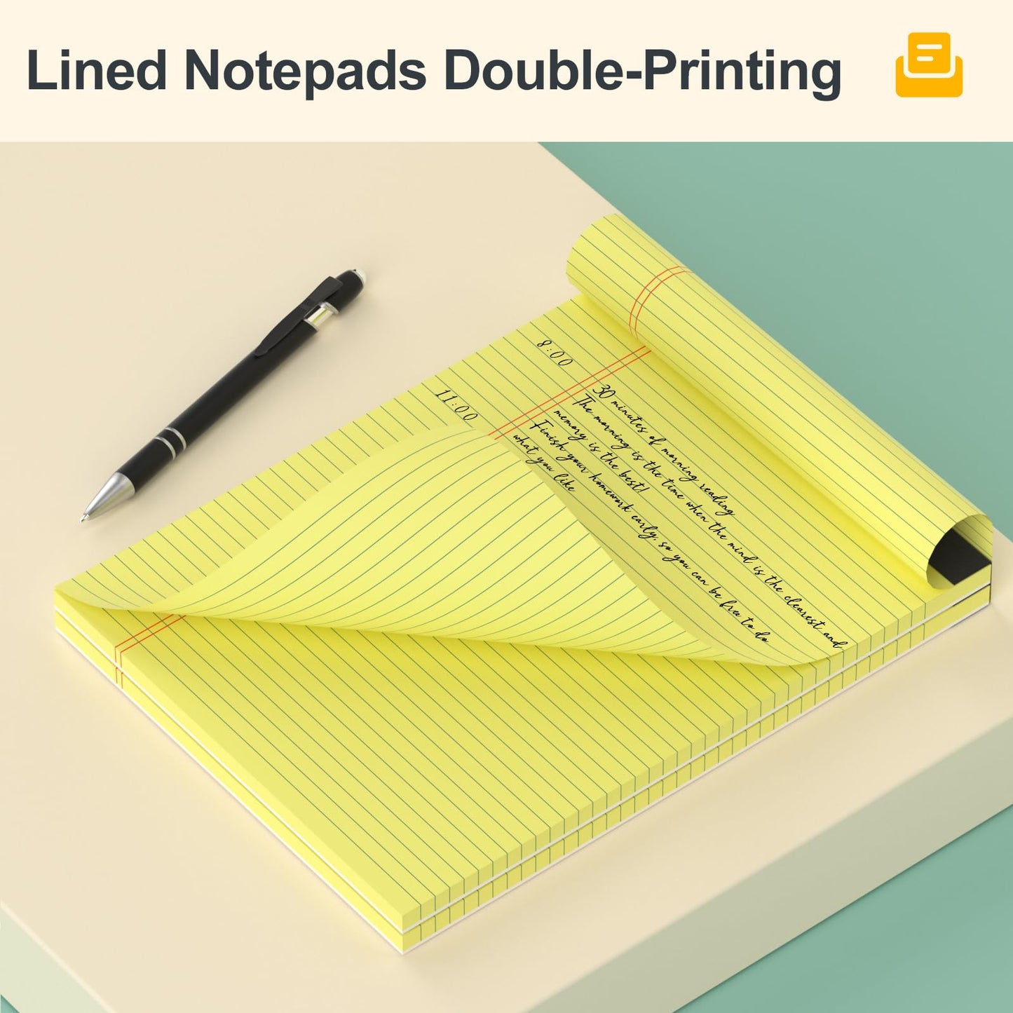Yellow Legal Pads 8.5×11 Paper Tablets, College Ruled Yellow Writing Pads 3 Pack Note Pads 8.5"x11" 30 Sheets/60 Pages, Sturdy Backing – Lined Notepad Ideal for Students, Office, and Business Use