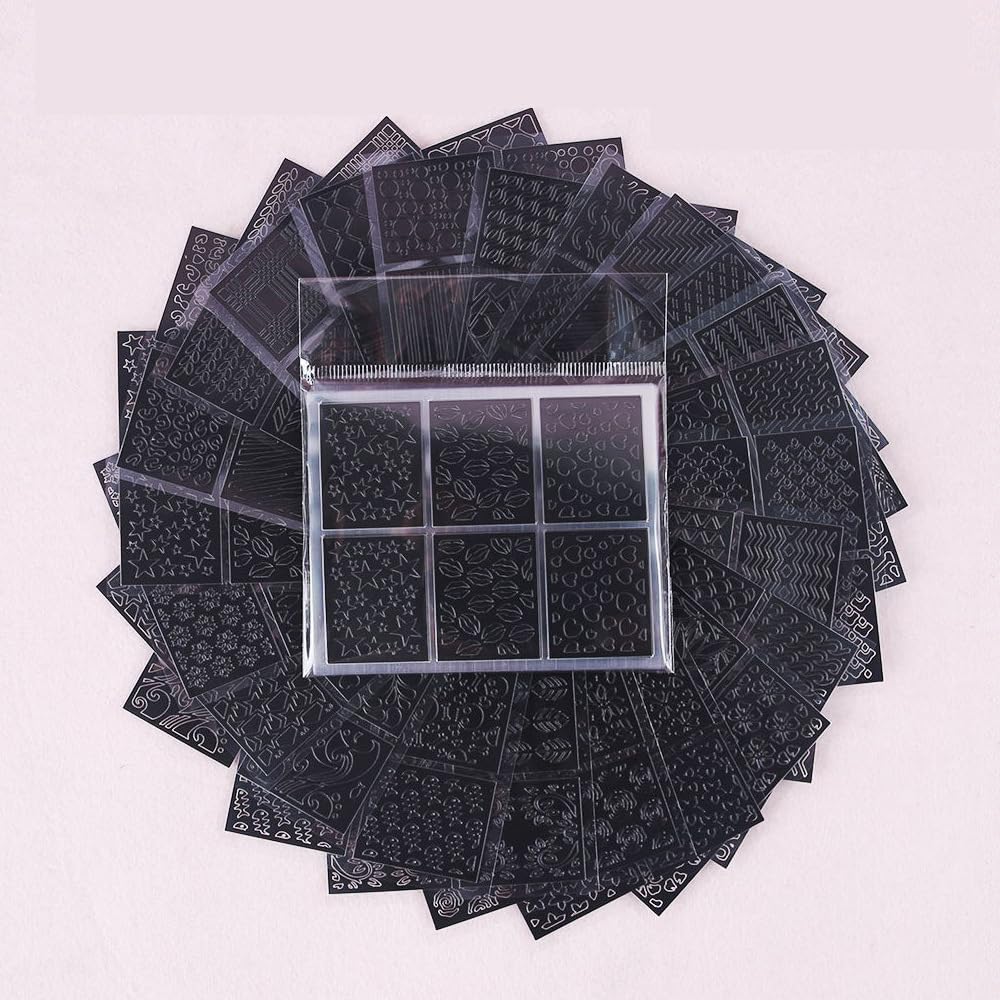 144 Pcs Nail Stencil for Nail Art 72 Designs Nails Art Stickers Hollow DIY French Tip Guides Manicure Decals Cute Elegant Patterns Printing Templates Stencil Tool Nail Decoration Supplies