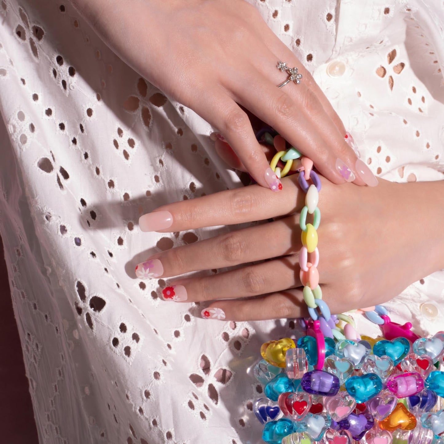 Nailog Semi Cured Gel Nail Strips 34 pcs | Long Lasting Nail Polish Sticker Wraps with Glossy Gel Finish (Florid)