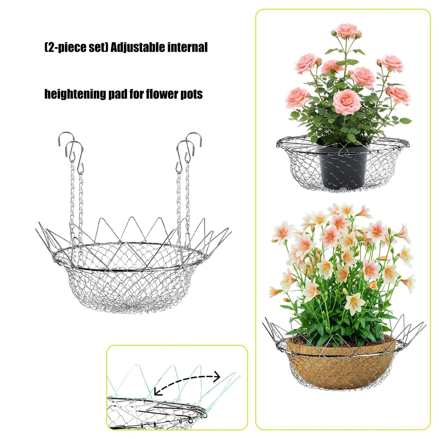 Decours 2 Pack Adjustable Planter Inserts for Large Receptacles with 12 to 18 Inch Opening Fit and Rust Build Outdoor Container Planner