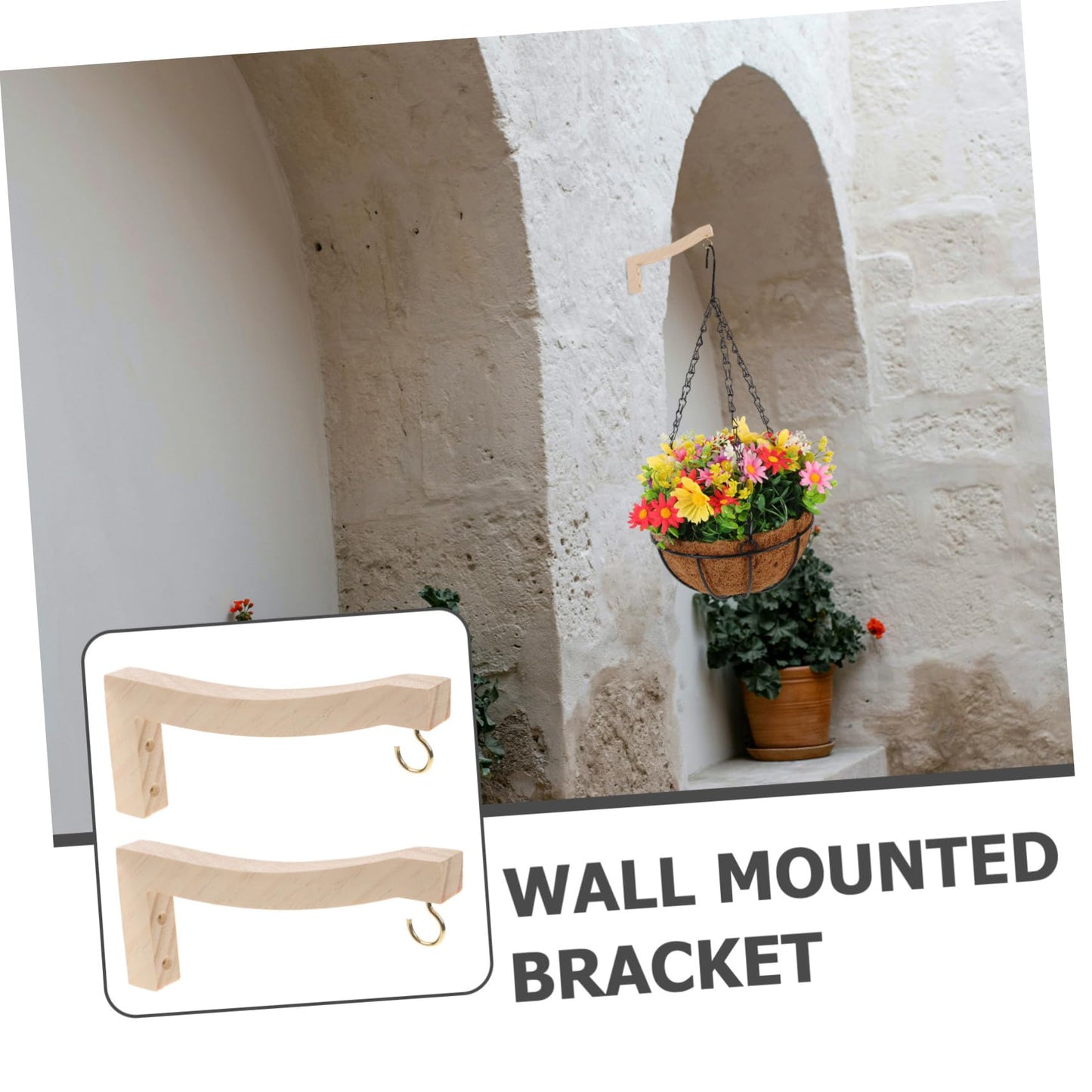 BESPORTBLE 2pcs Hanging Plant Hooks Wooden Plant Hanger for Indoor and Outdoor Decor Easy Install Wall-Mounted Bracket for Lanterns String Lights and Wind Chimes