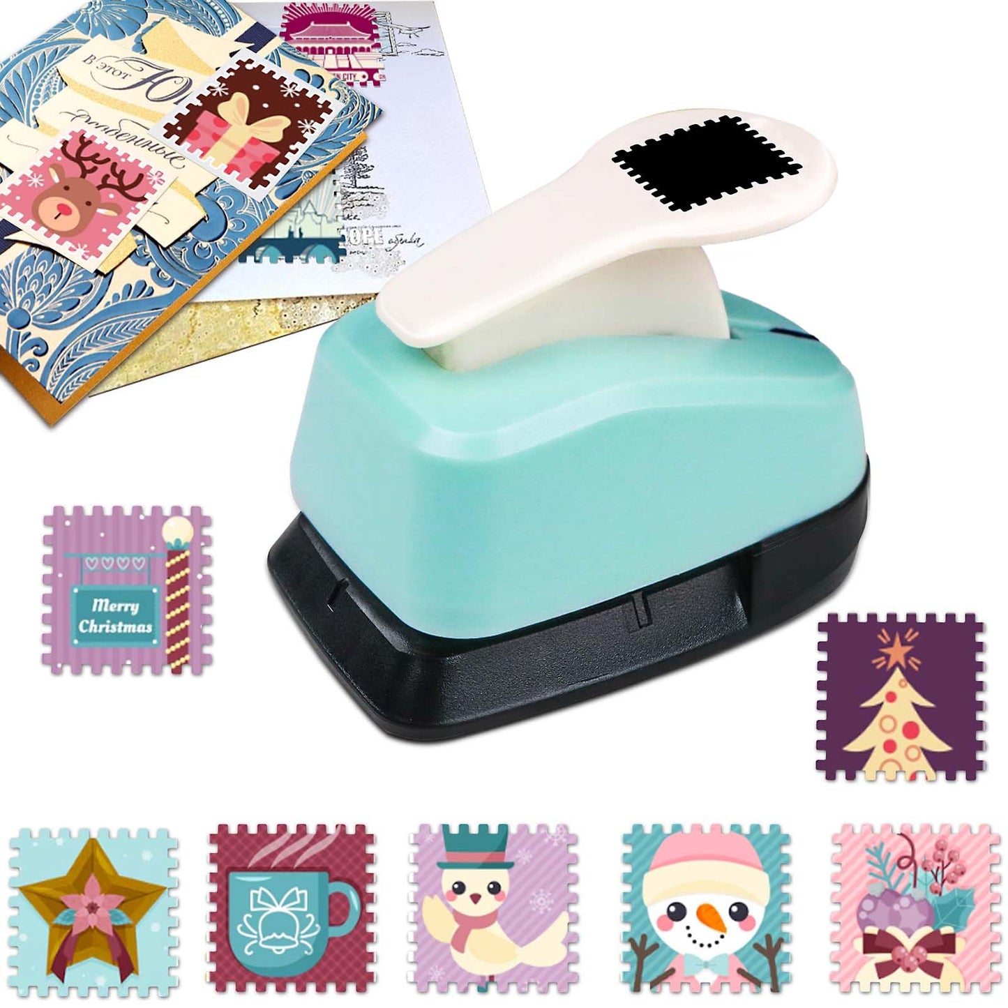 Postage Stamps Puncher, 1 Inch Stamps Shaped Paper Punch for Crafting, Craft Postage Stamp Cutter Hole Puncher for Scrapbooking Journaling Card Making