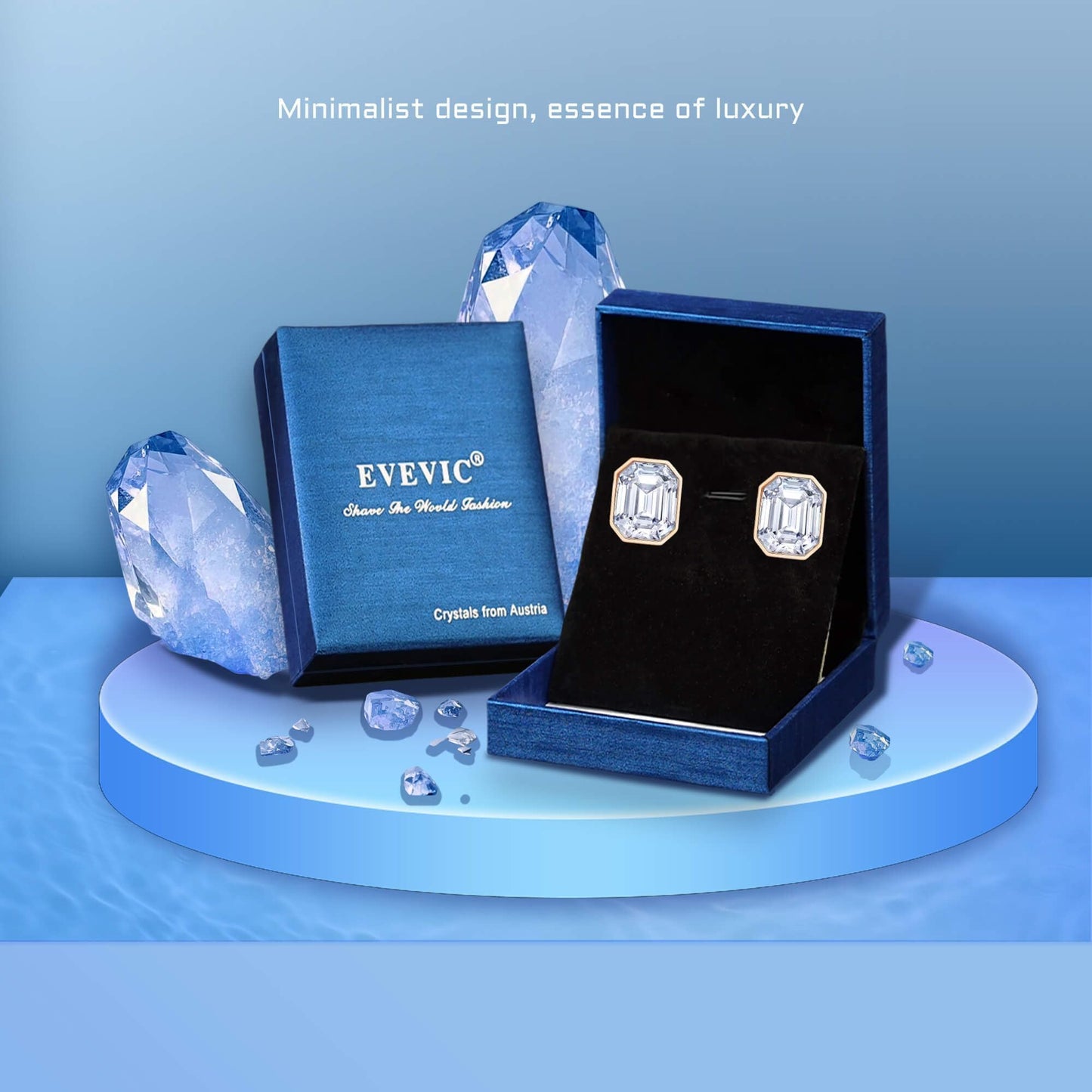 Austrian Crystal Octagon Stud Earrings for Women Fashion 925 Sterling Silver Post Hypoallergenic Jewelry (Clear White)