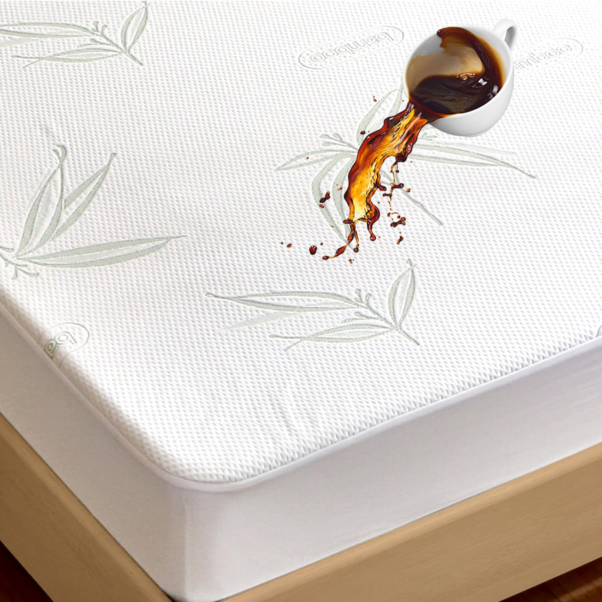 King Mattress Protector Waterproof Mattress Pad Washable Bamboo Rayon Mattress Cover Breathable Noiseless Bed Protector 5"