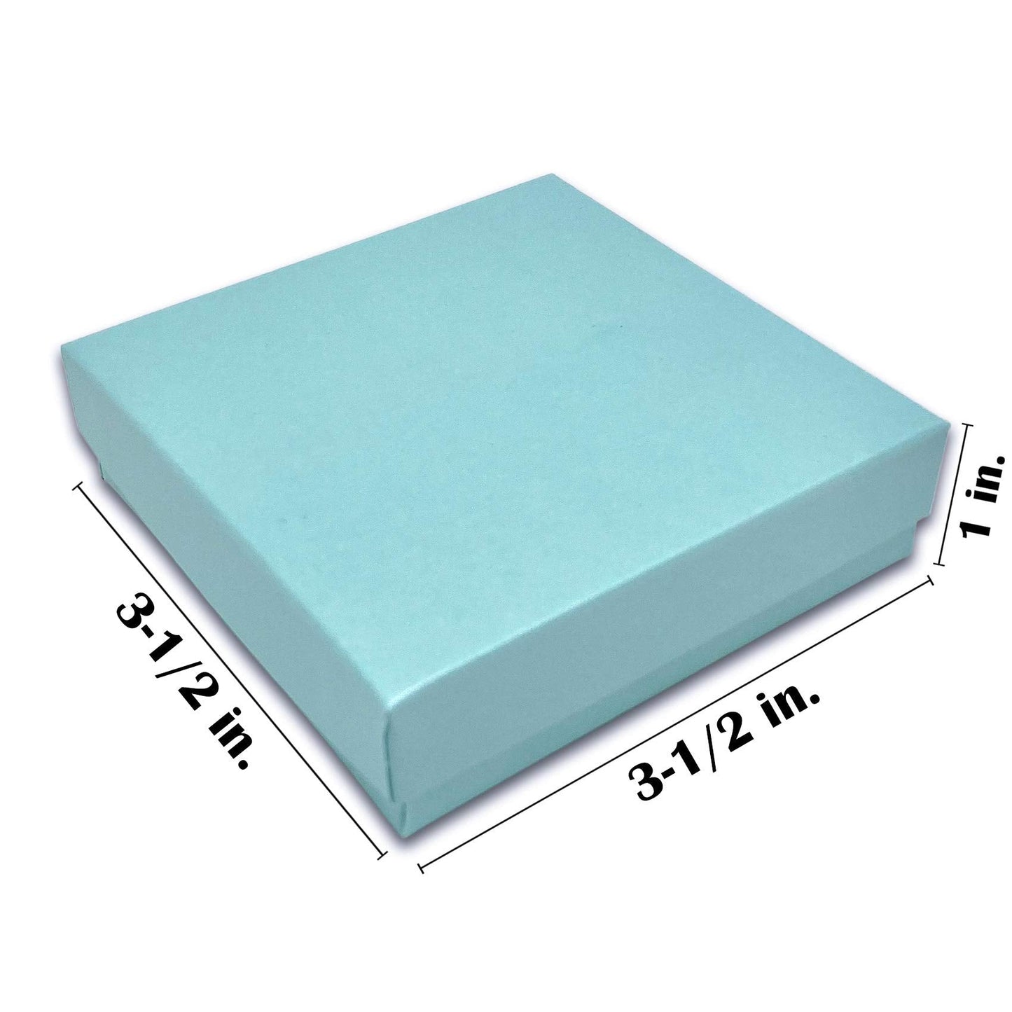 TheDisplayGuys - 25-Pack #33 Cotton Filled Cardboard Paper Jewelry Boxes Gift Case - Pearl Teal (3.5" x 3.5" x 1.0") - for Shipping or Storage