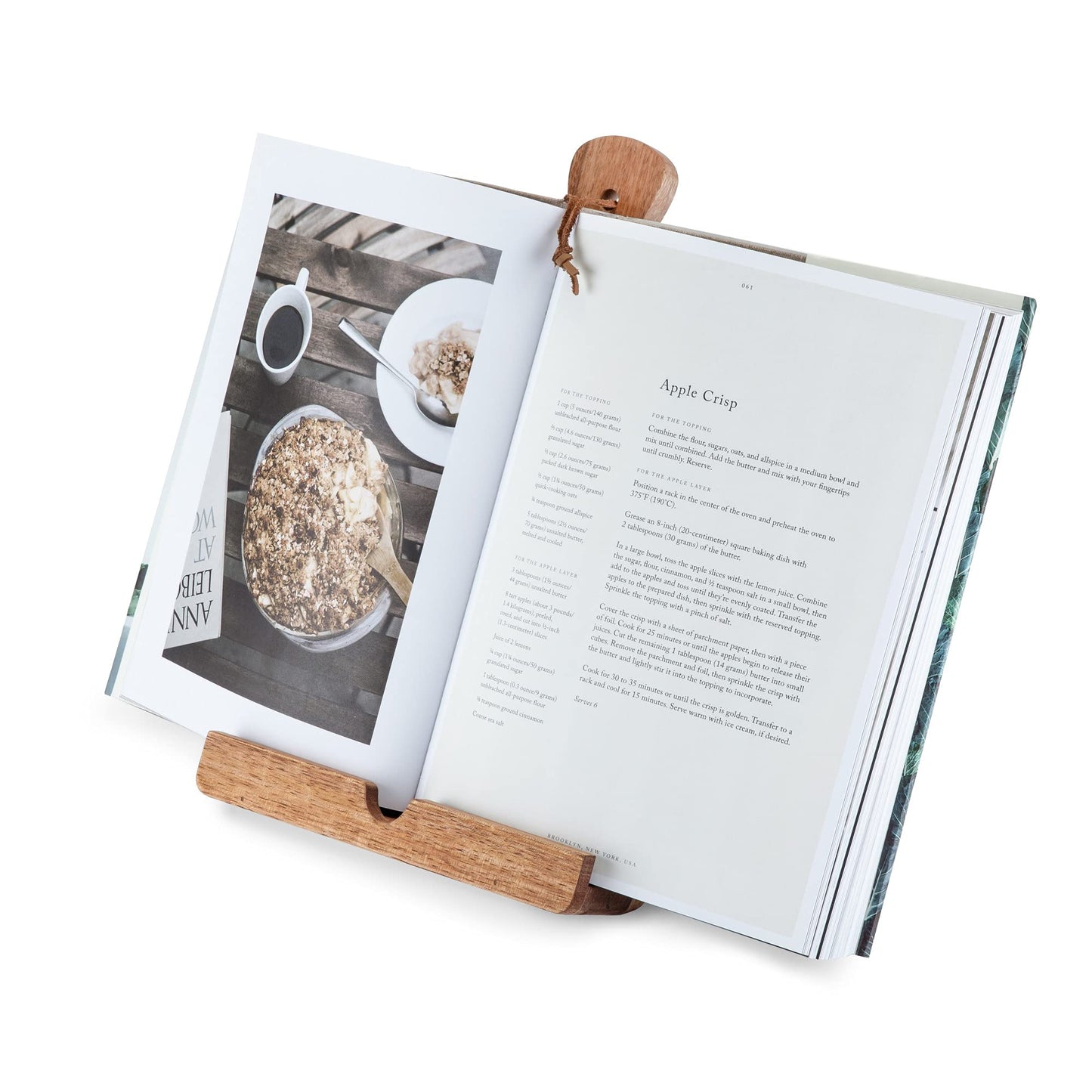 Twine Cookbook Stand, Acacia Wood Tablet Stand, Recipe Book Holder, Rustic Kitchen Decor Countertop Display, Acacia Wood, Set of 1