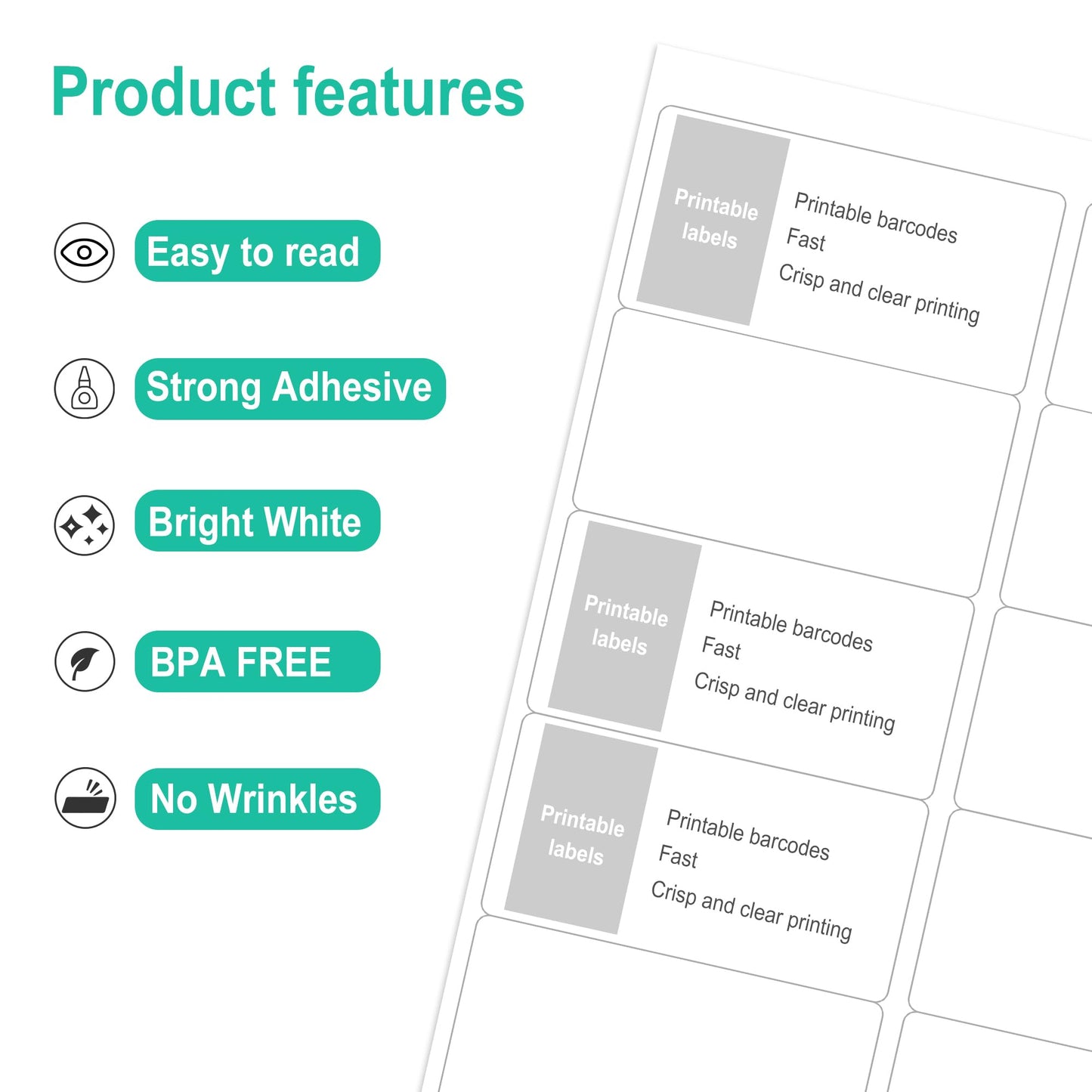 L LIKED 2" x 4" Label Stickers, Printable White 10 per Sheets Total 1000 Labels for Laser/Inkjet Printing - Matte (1000 Labels)