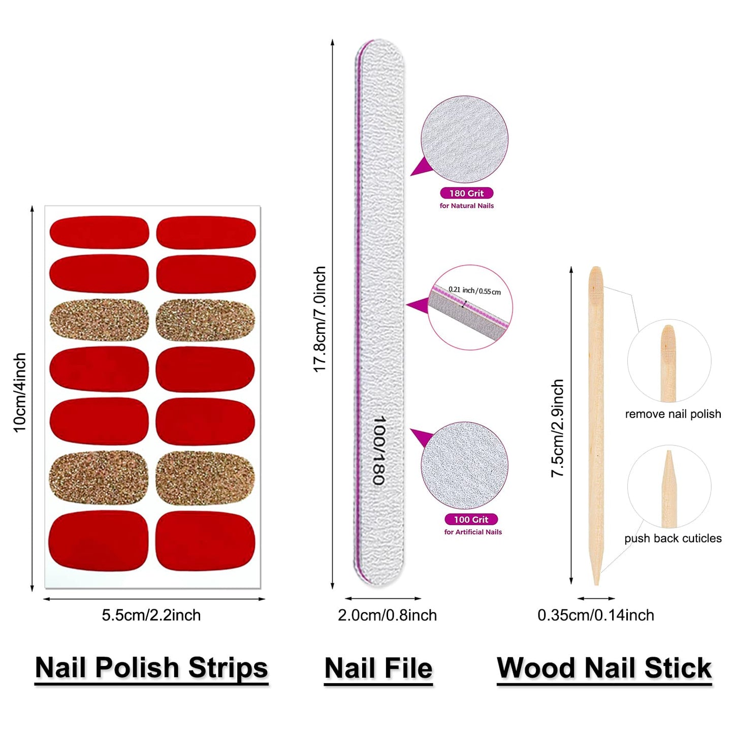 DANNEASY 24 Sheets Plaid Nail Polish Strips Full Nail Wraps Self Adhesive Gel Strips Nail Polish Stickers for Women Girl Nail Accessories with File, Cuticle Stick