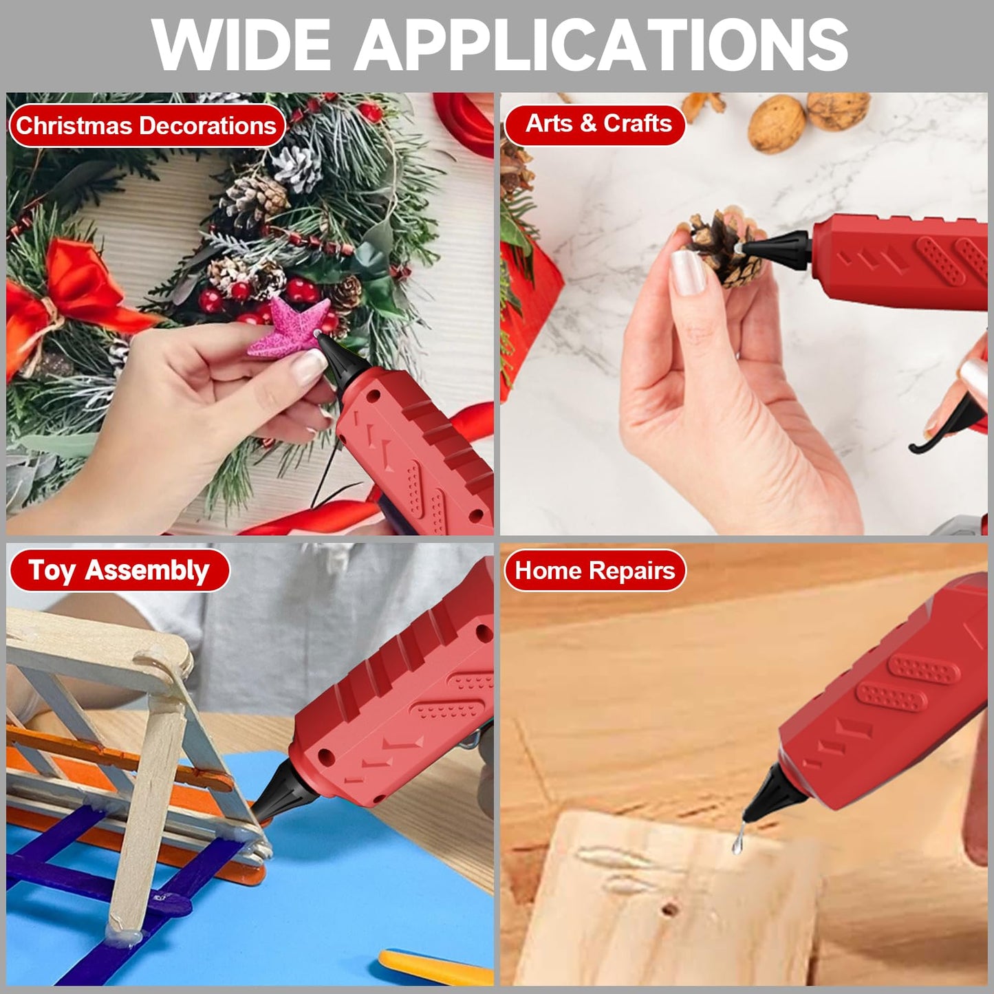 Cordless Hot Glue Gun Kit with Battery and Charger, 3.5Ah Rechargeable M18 Battery, 30pcs 0.43'' Glue Sticks, Fast Preheating, Wireless Full Size Glue Gun for Crafts & DIY