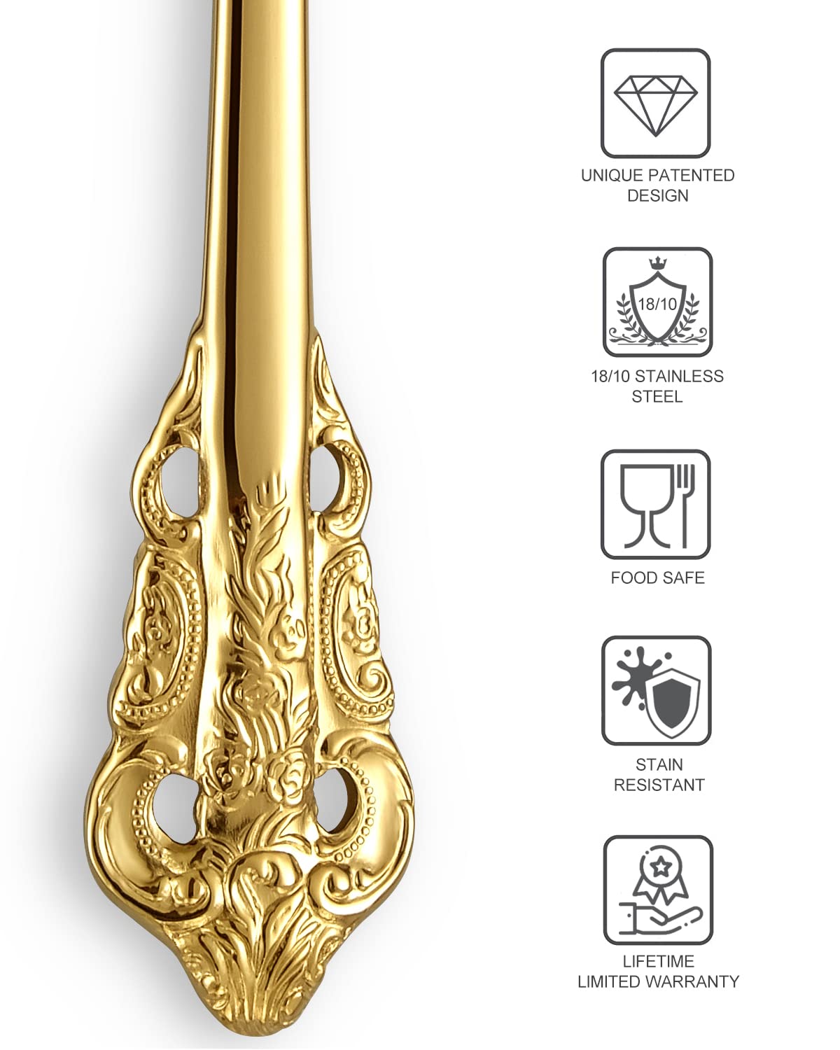 KEAWELL 2-Piece Gorgeous Large Serving Spoon, 18/10 Stainless Steel, Fine Large Serving Spoon, Sturdy Tablespoon, Dishwasher Safe, 9.4" (Gold)