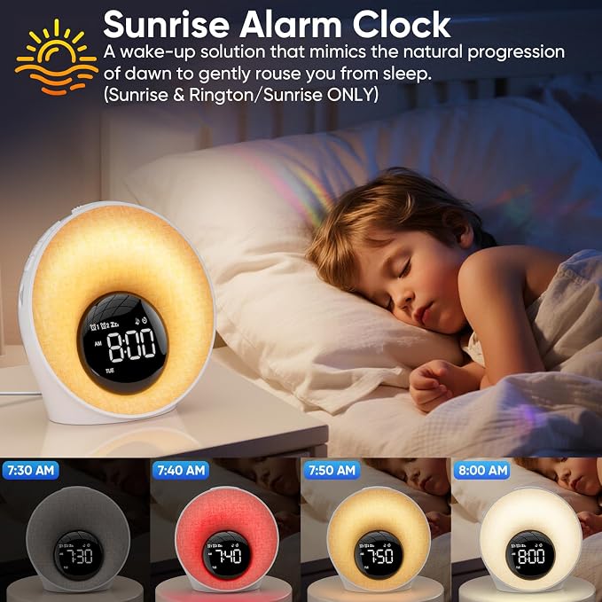 AFEXOA Sunrise Alarm Clock with Wake Up Light & White Noise Machine