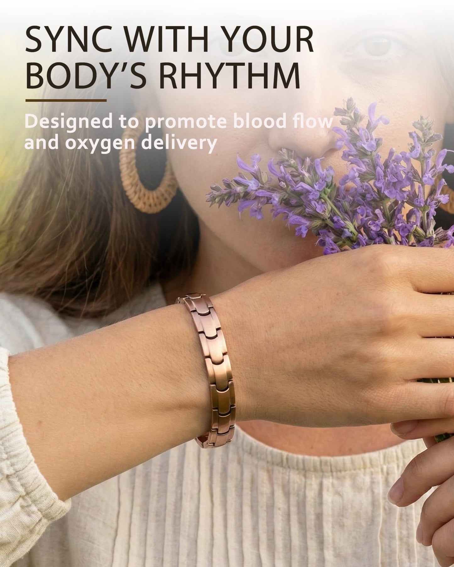 Jecanori Magnetic Copper Bracelet for Women With 3500 Gauss Magnets, Adjustable Length,Ideal Gift