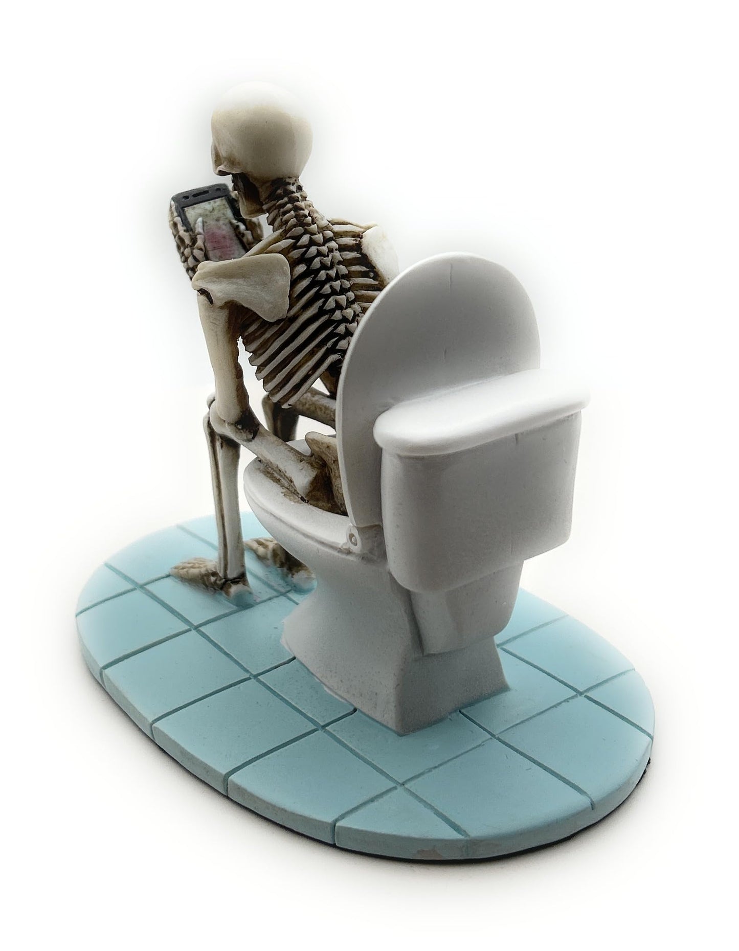 RUSTIX Skeleton on Toilet Figurine - Gothic Bathroom Decor | Funny Skeleton Statue | Pooping Skeleton Resin Figurine | Halloween Skeleton Bathroom Accessories | Unique Toilet Skeleton Home Decor