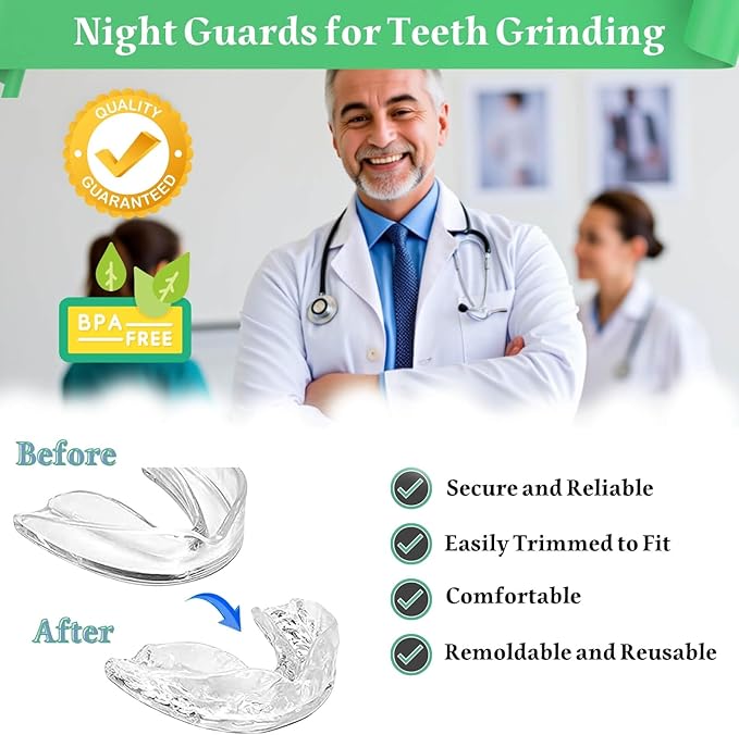Mouth Guard for Clenching Teeth at Night, 4 Pack Night Guards for Teeth Grinding, Reusable Teeth Grinding Mouth Guard, Mouthguards for Grinding of Teeth