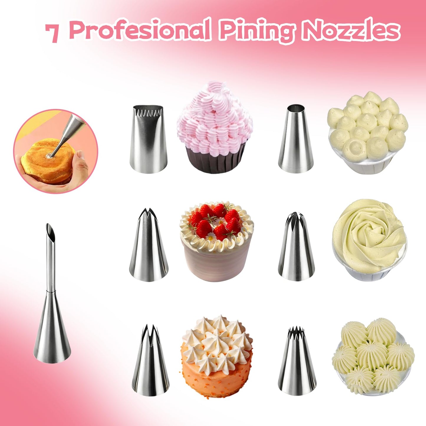 Reusable Piping Bags and Tip Set,16inch Pastry Bags,for Cake Decorating Kit and Home Baking,Frosting Piping Kit,15PCS,Cake Piping Kit, Easy to Clean