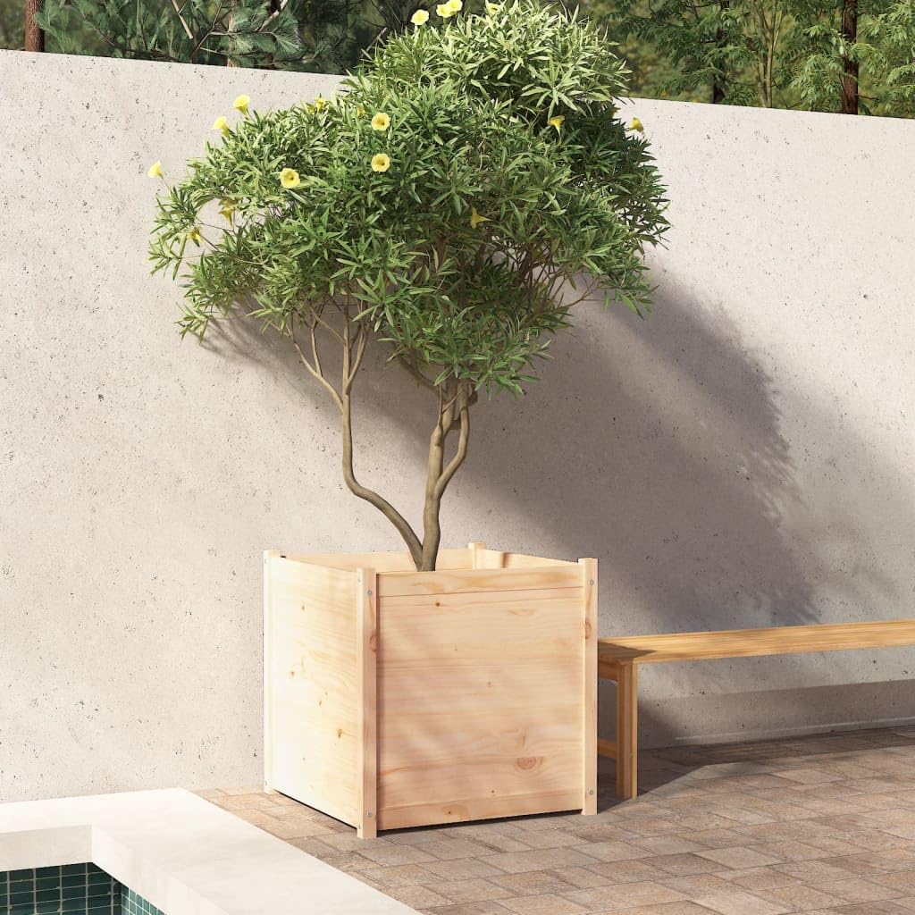 FMPGJLYH Square Garden Planter Box 27.6 in Solid Pinewood Outdoor Raised Flower Bed for Patio Deck Balcony Vegetable Herb Planting