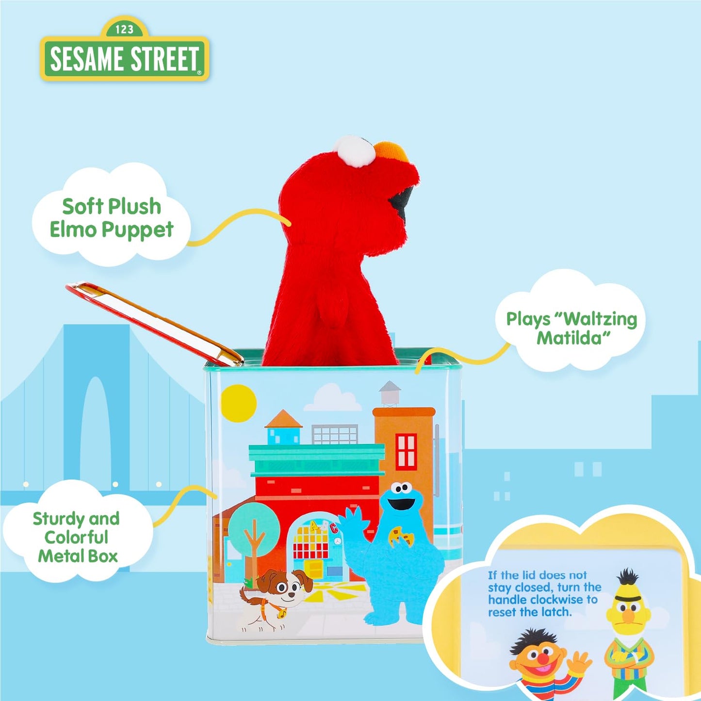 Kids Preferred Sesame Street Jack in the Box - Elmo Plush Toy for Toddlers 1-3, Developmental Toy