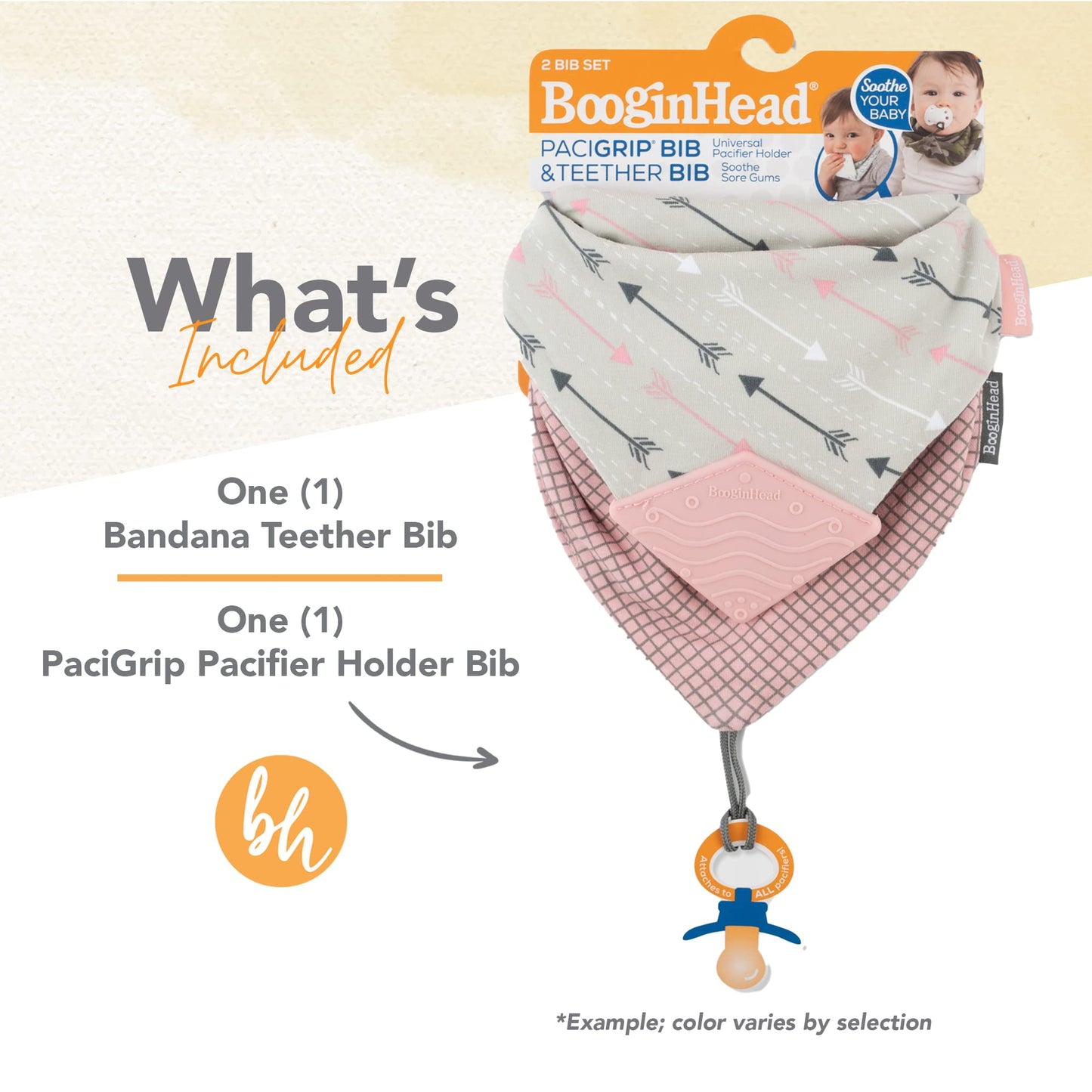 BooginHead by Infantino Cotton Baby Drool Bibs, Teething Bib and Pacifier Holder Bib, Blue Arrows