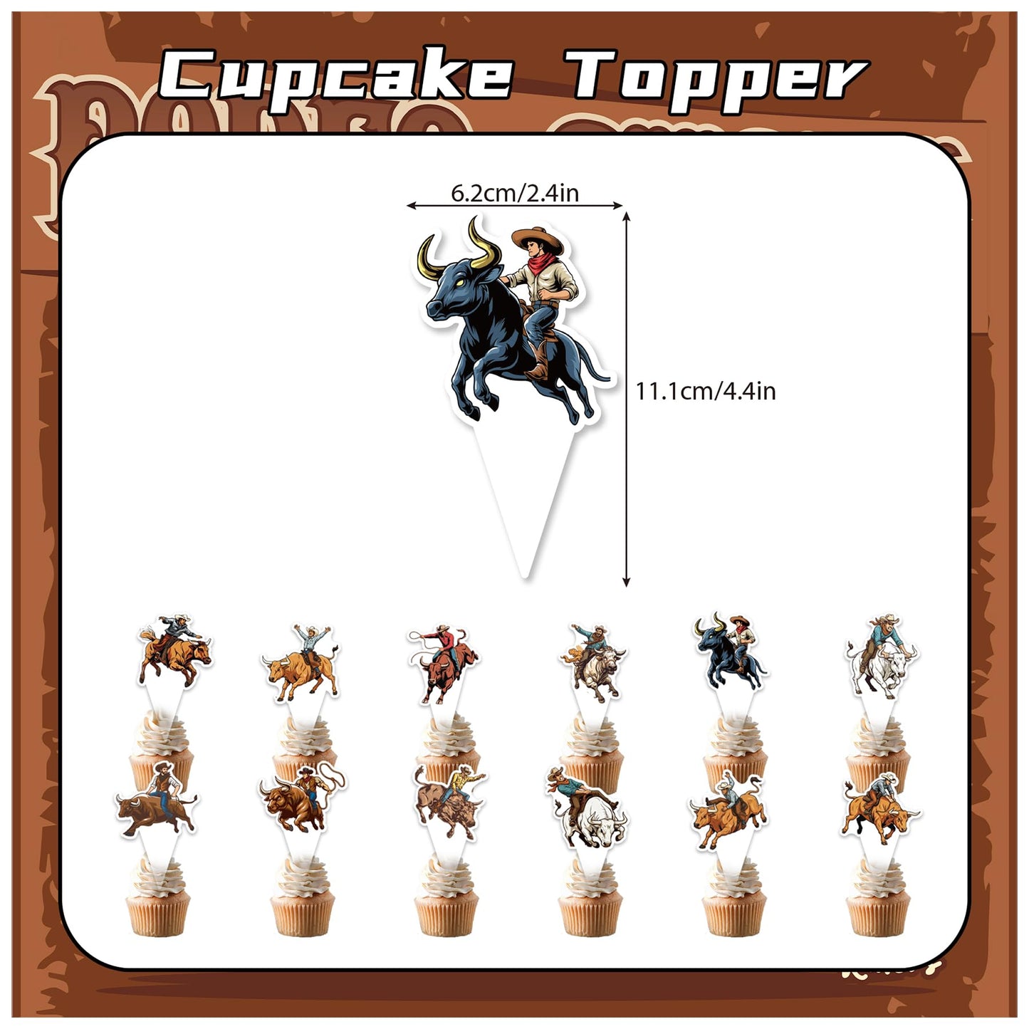 Bull Riding Birthday Party Decorations Bull Riding Party Supplies Kit with Banner, Cake Topper, Cupcake Topper, Balloons for Bull Riding Decoration Western Cowboy