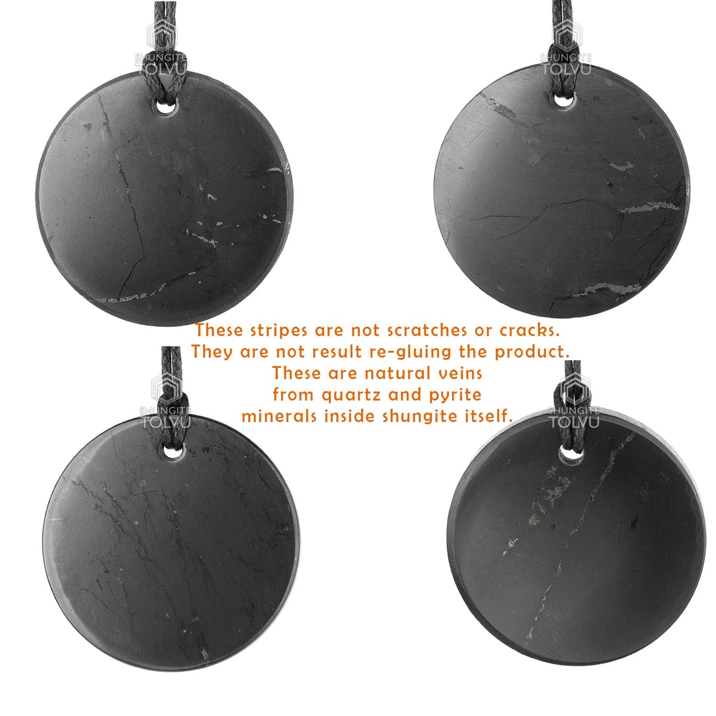 Shungite Pendant "Vitality" - Made of Authentic black Russian shungite stone - Handmade - TOLVU