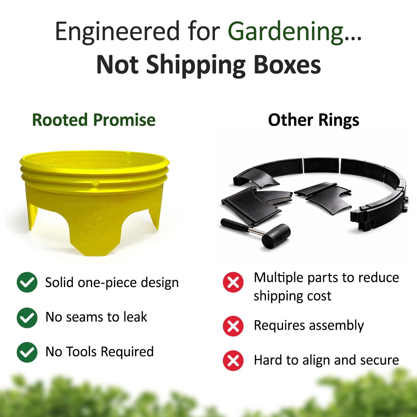 7 inch Solid Planting Grow Rings | 6 Pack Yellow | One-Piece Design for Deep Root Watering Veggies, Herbs & Flowers | Mulch & Soil Barrier | Deter Slugs and Cutworms | Heavy Duty | Made in USA