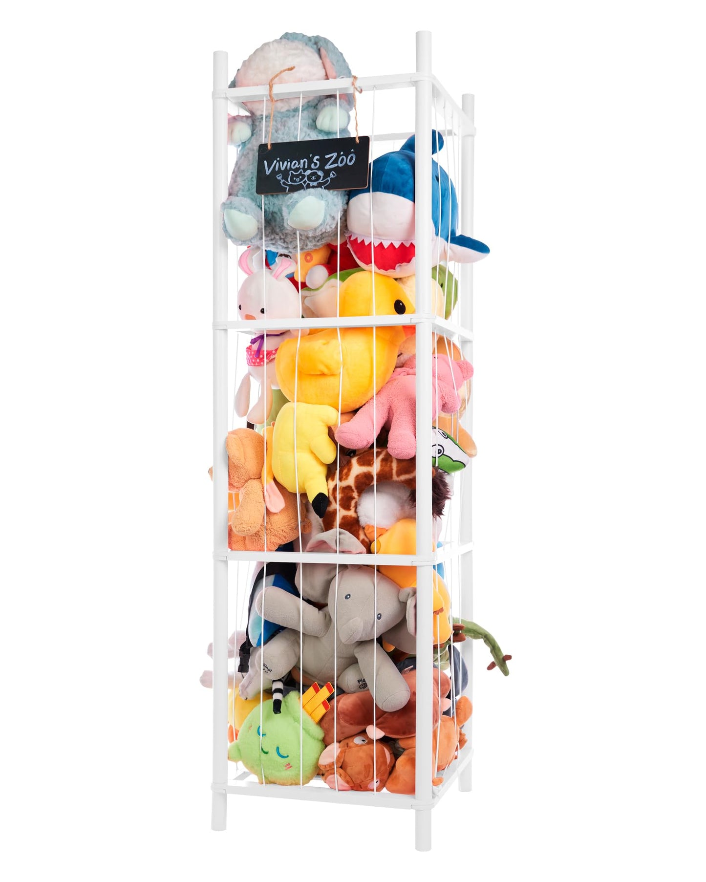 BEINGMATE Care Large Stuffed Animal Storage Organizer, Wooden Stuffed Animal Storage Zoo, Toy Holder, Space Saving Toy Tower for Kidroom, Playroom, Kid’s Gift, White