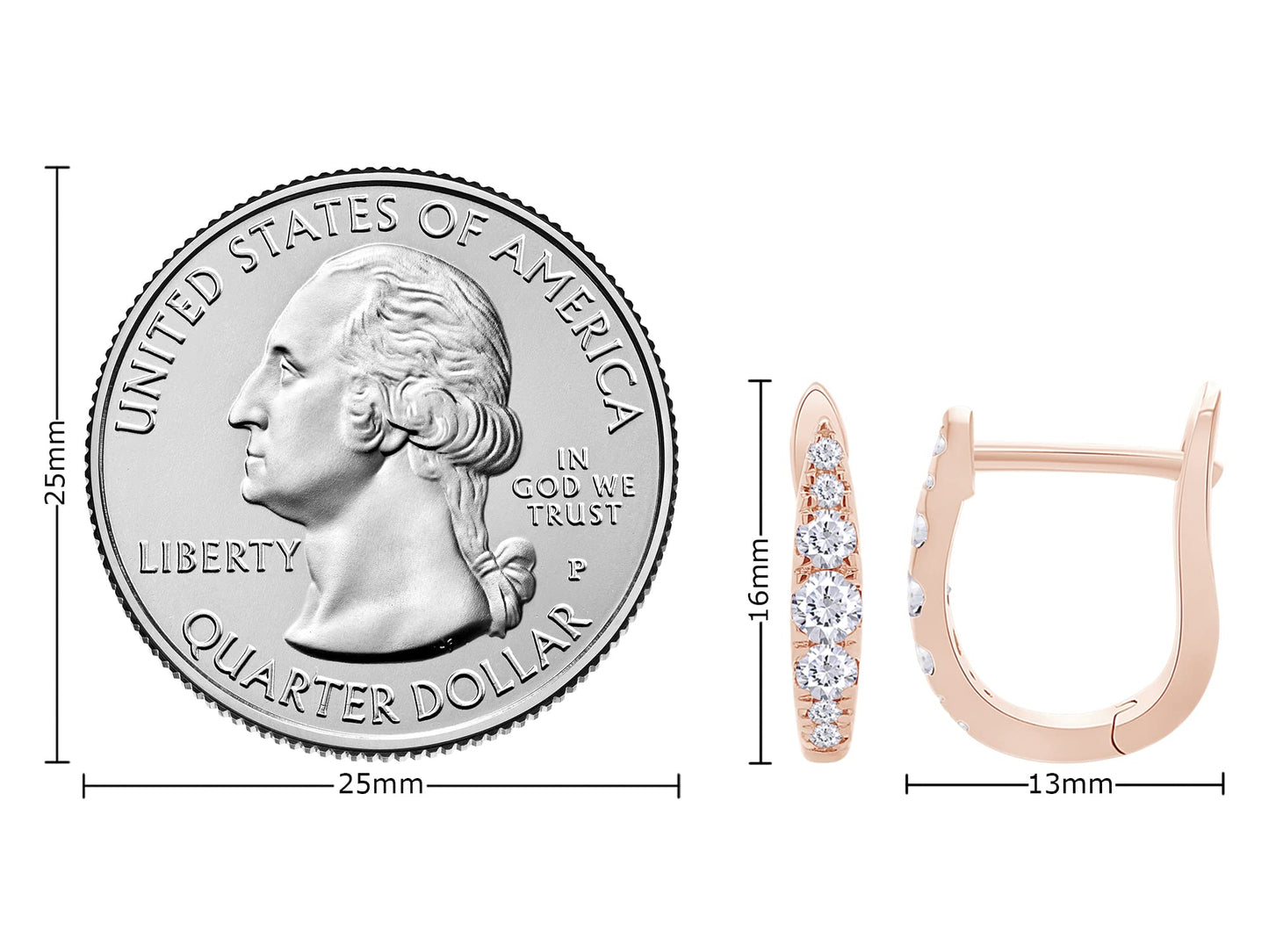 Huggie Hoop Earrings for Women Round Lab Created Moissanite Earrings for Her in 14K Rose Gold Over Sterling Silver Jewelry